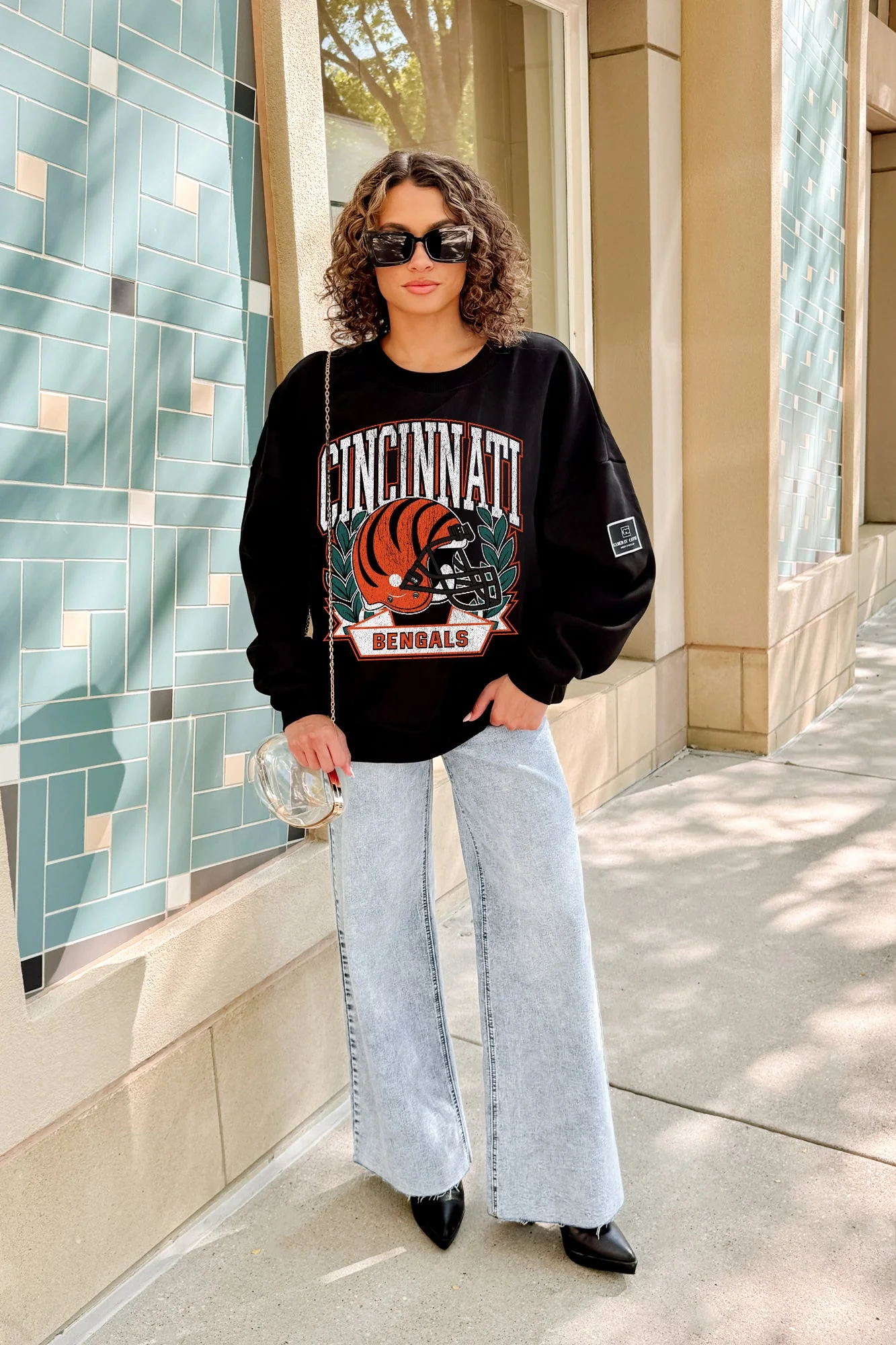 CINCINNATI BENGALS VICTORY LANE BLACK LABEL PREMIUM FLEECE CREW SWEATSHIRT - Image 3
