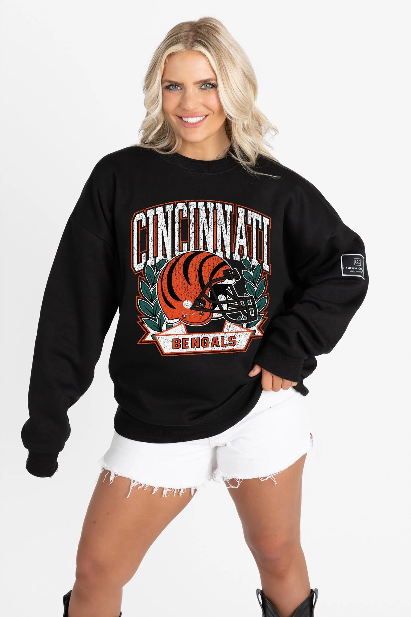 CINCINNATI BENGALS VICTORY LANE BLACK LABEL PREMIUM FLEECE CREW SWEATSHIRT - Image 6