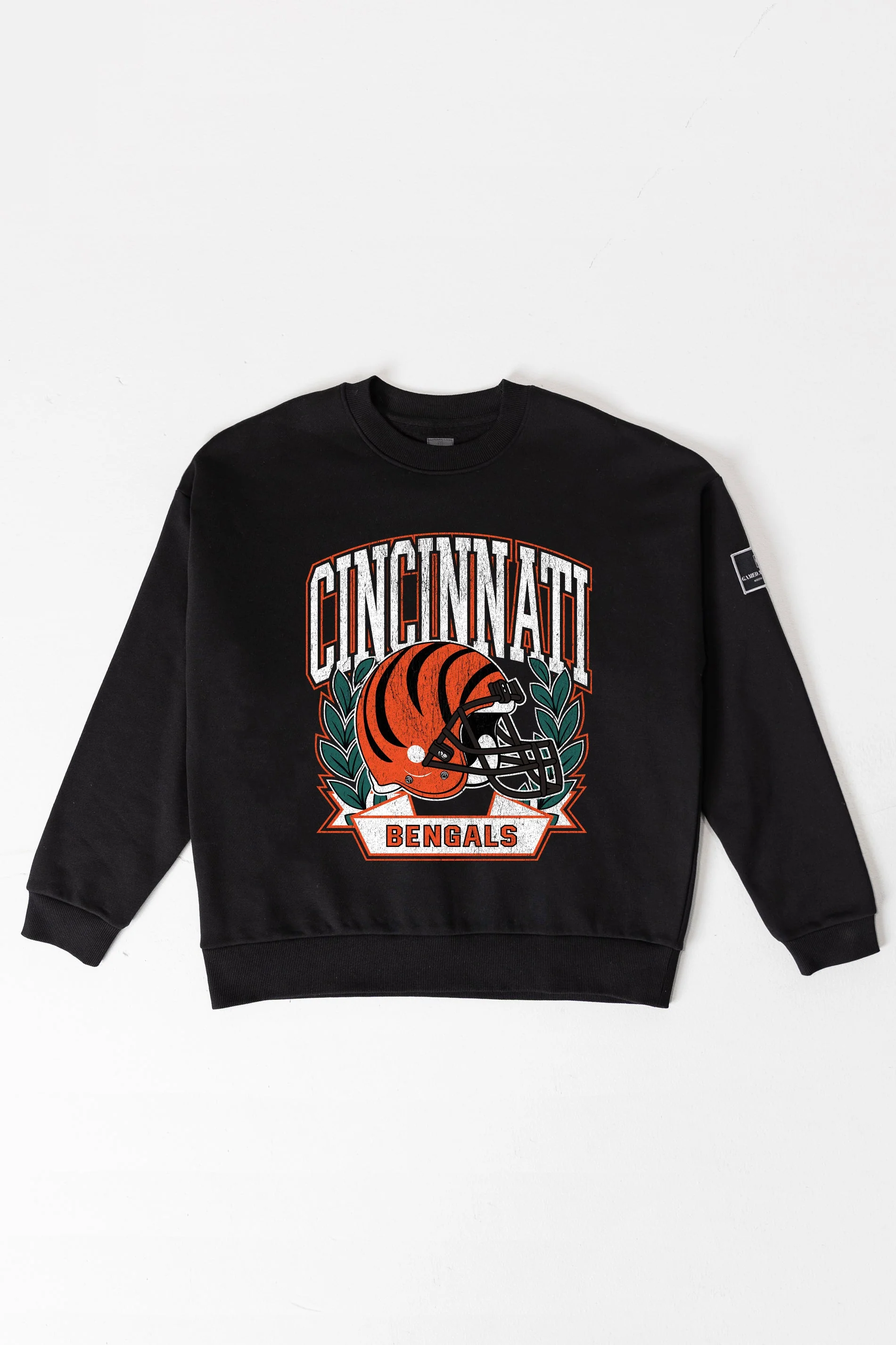 CINCINNATI BENGALS VICTORY LANE BLACK LABEL PREMIUM FLEECE CREW SWEATSHIRT - Image 8