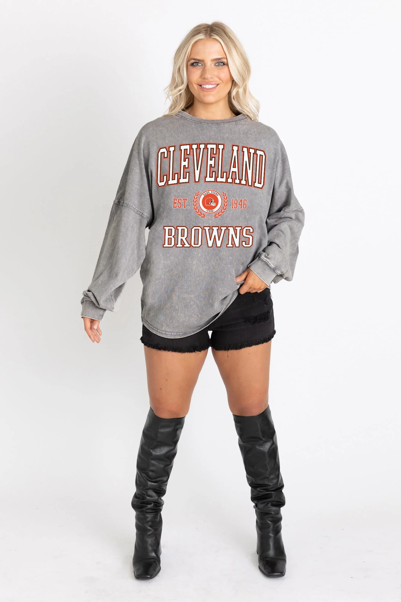CLEVELAND BROWNS FINAL SCORE FADED WASH PULLOVER - Image 5
