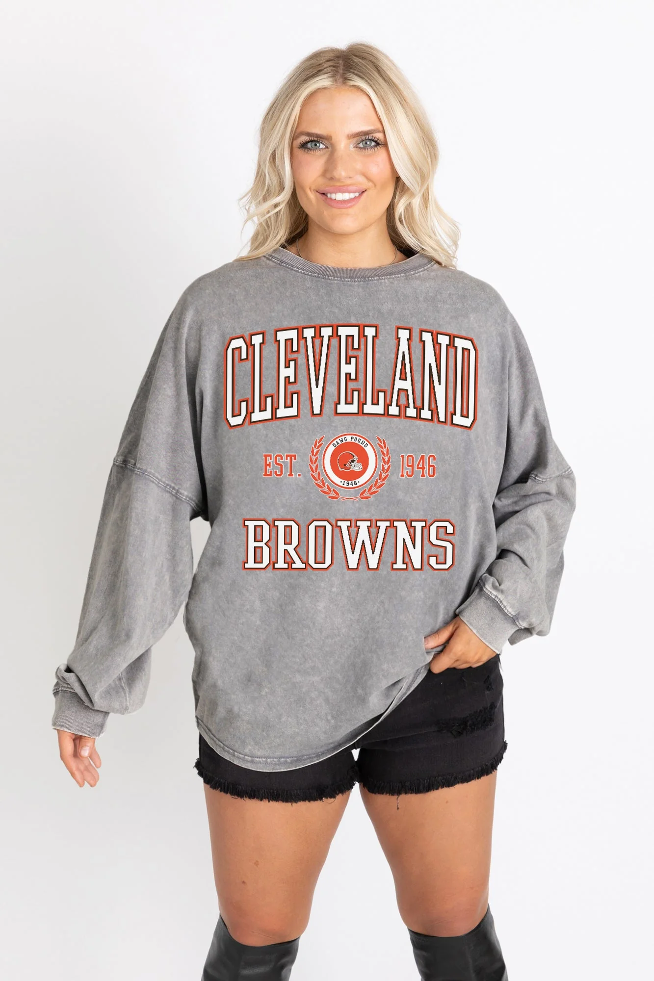 CLEVELAND BROWNS FINAL SCORE FADED WASH PULLOVER - Image 6