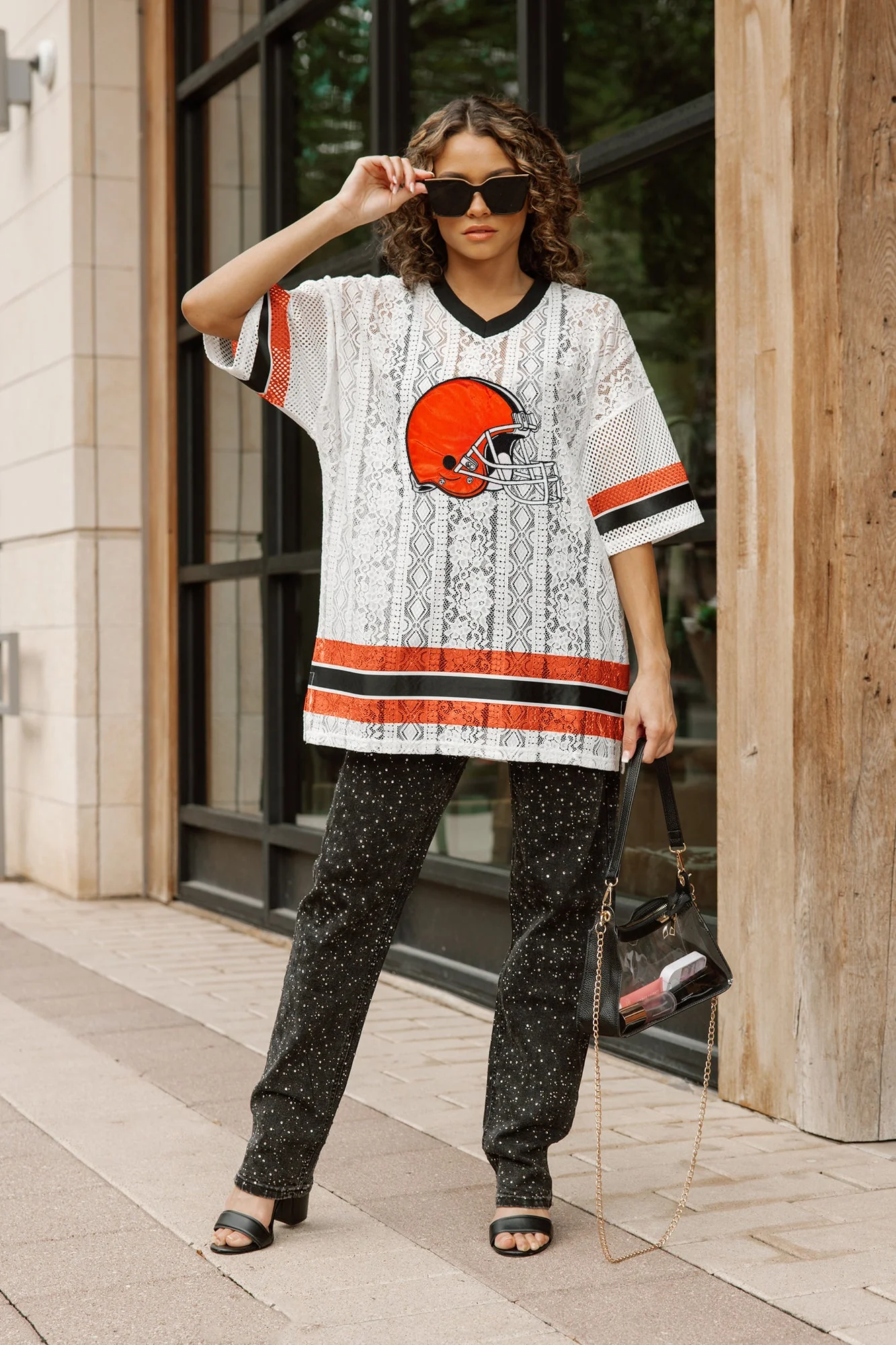 CLEVELAND BROWNS HIGH NOTE LACE FASHION TOP - Image 3