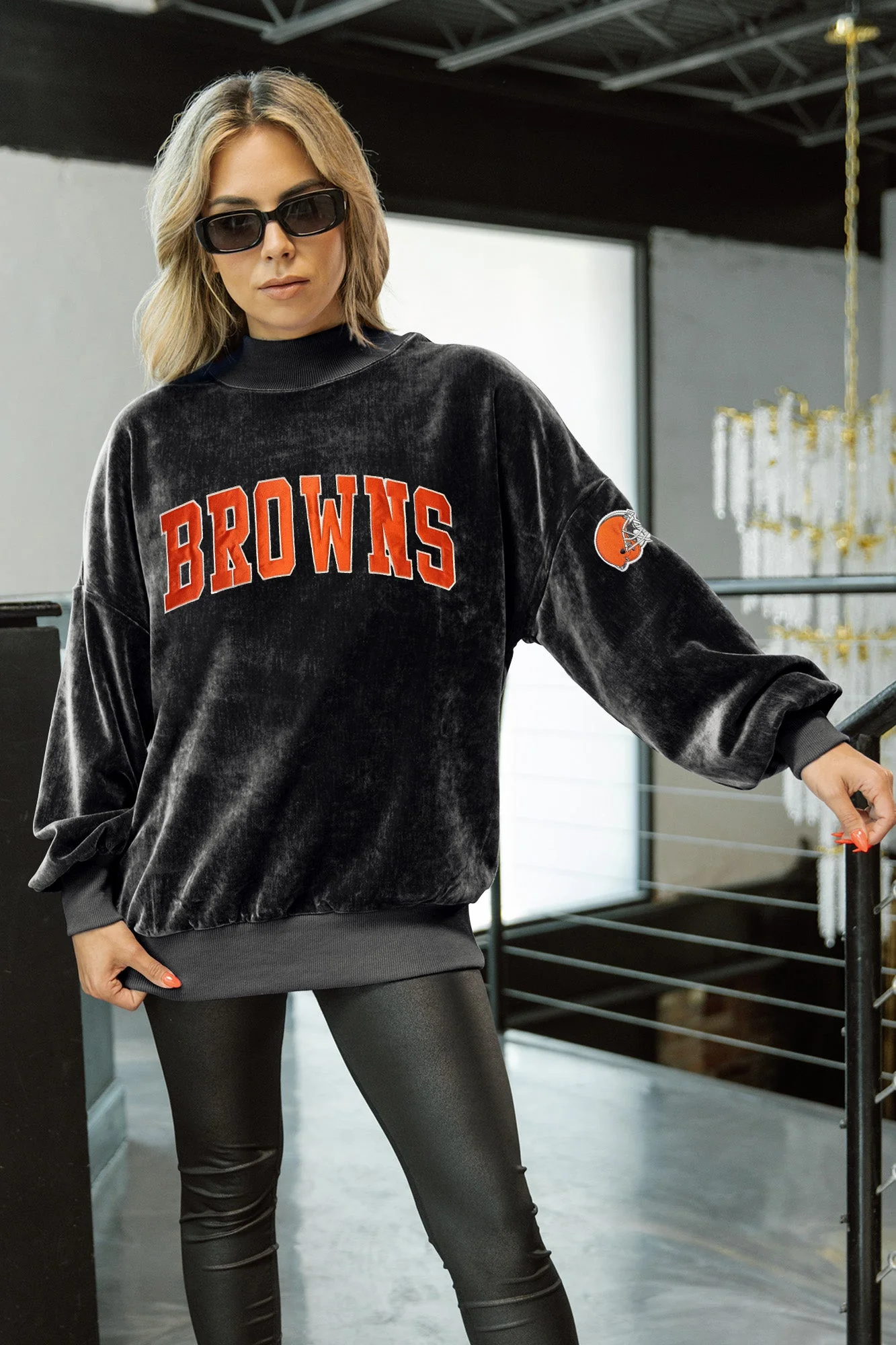 CLEVELAND BROWNS MAKE A MOVE MOCK NECK CHENILLE PULLOVER - Image 3