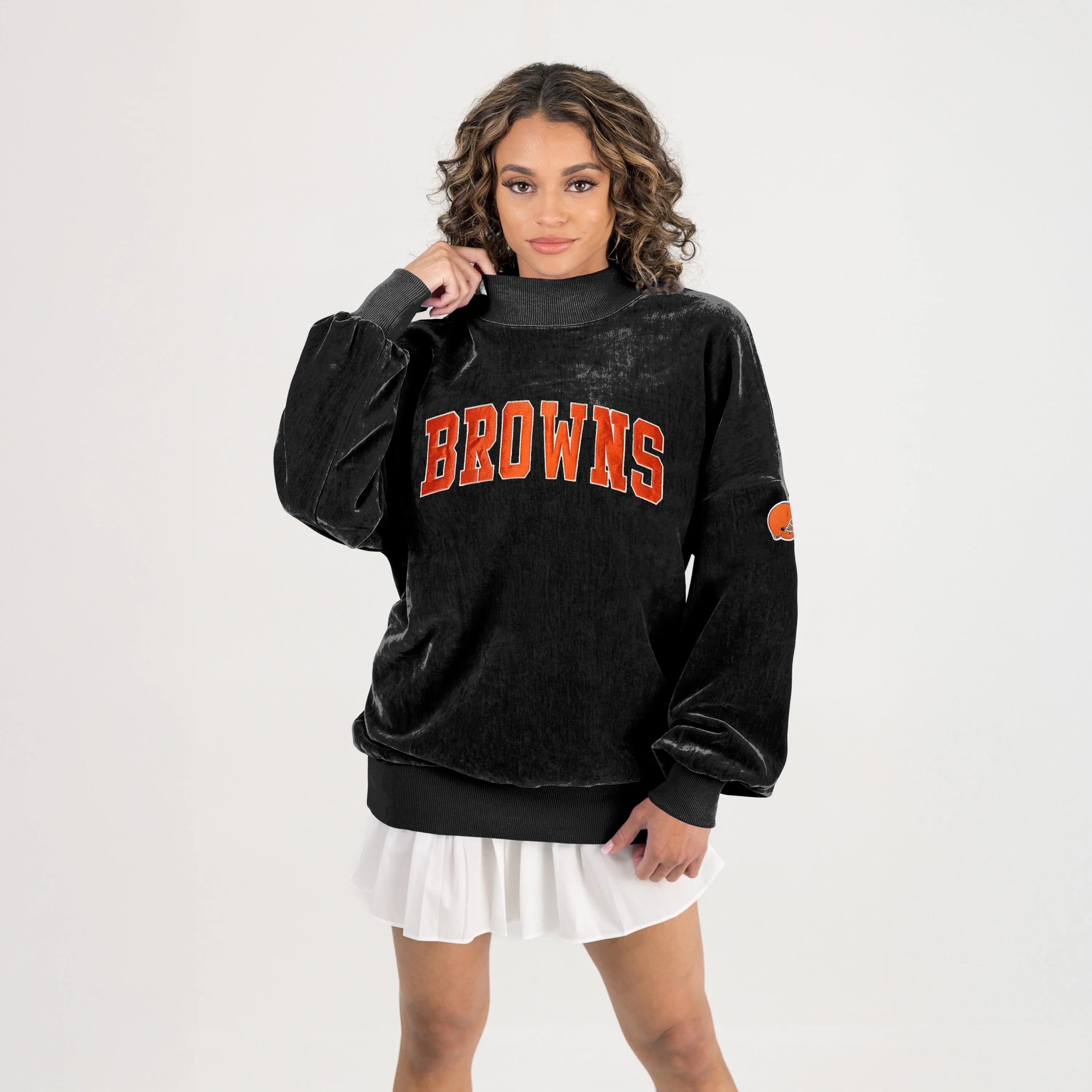 CLEVELAND BROWNS MAKE A MOVE MOCK NECK CHENILLE PULLOVER - Image 4