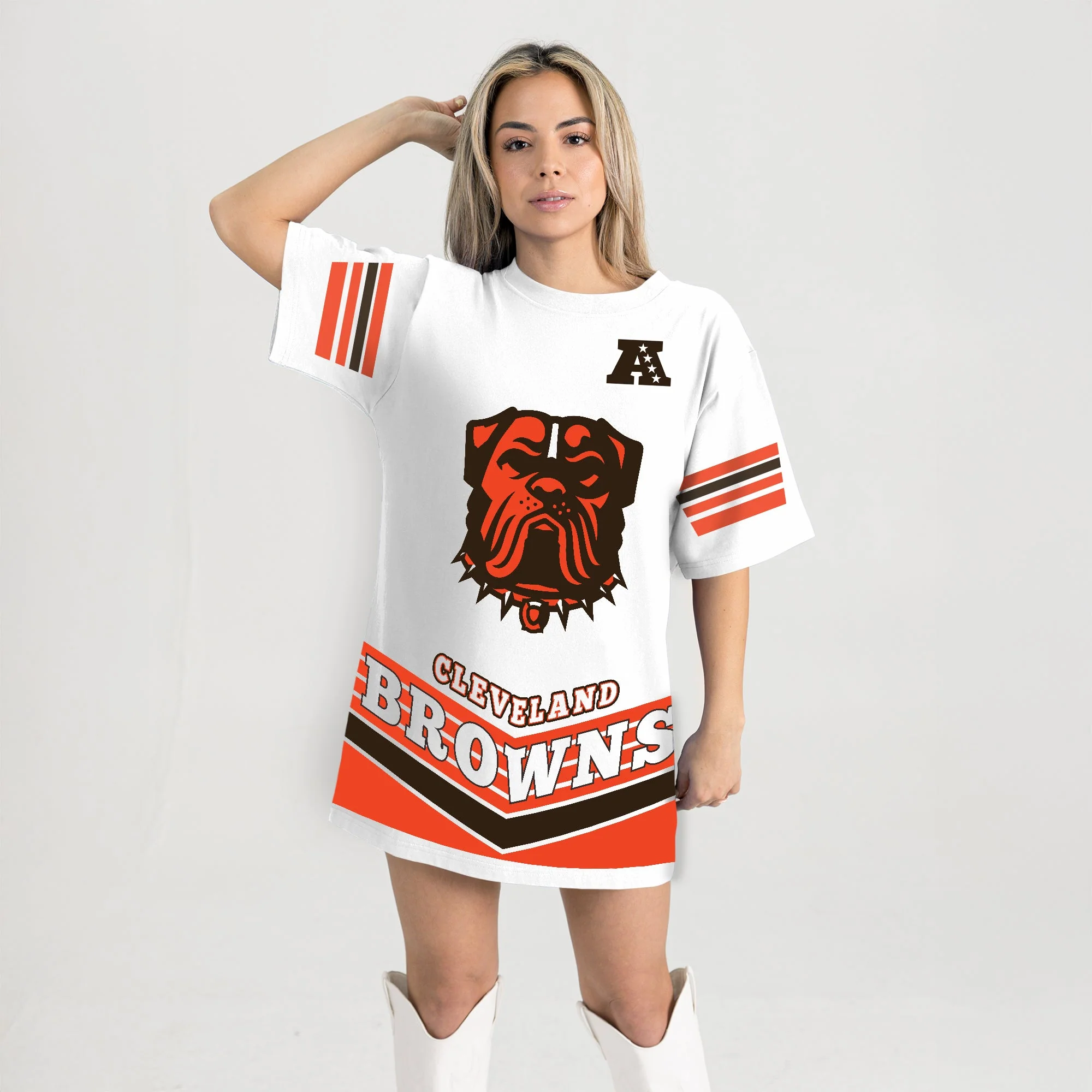 CLEVELAND BROWNS PERFECT SCORE RETRO T-SHIRT DRESS - Image 5