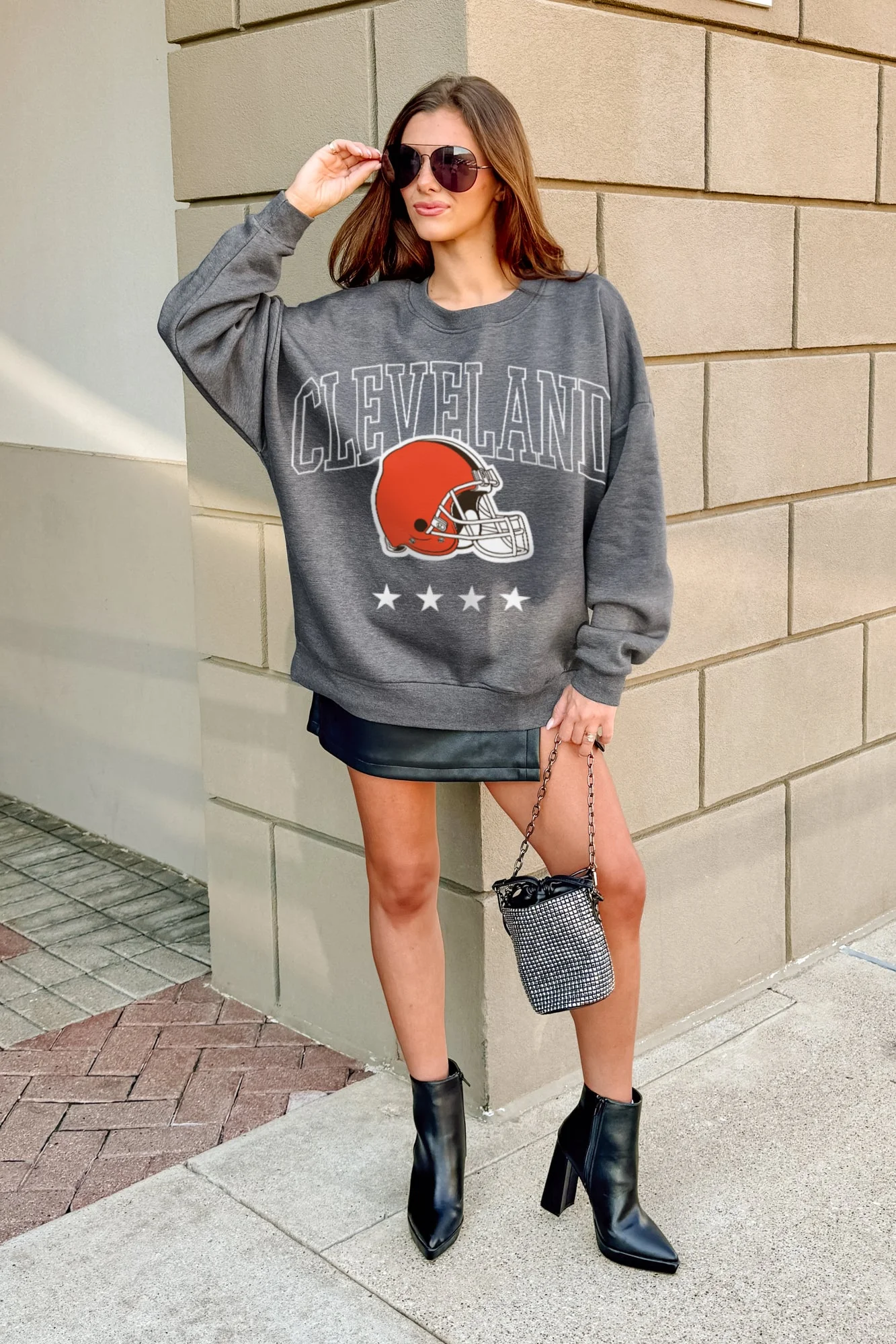 CLEVELAND BROWNS RISING STAR PREMIUM FLEECE CREWNECK PULLOVER - Image 3