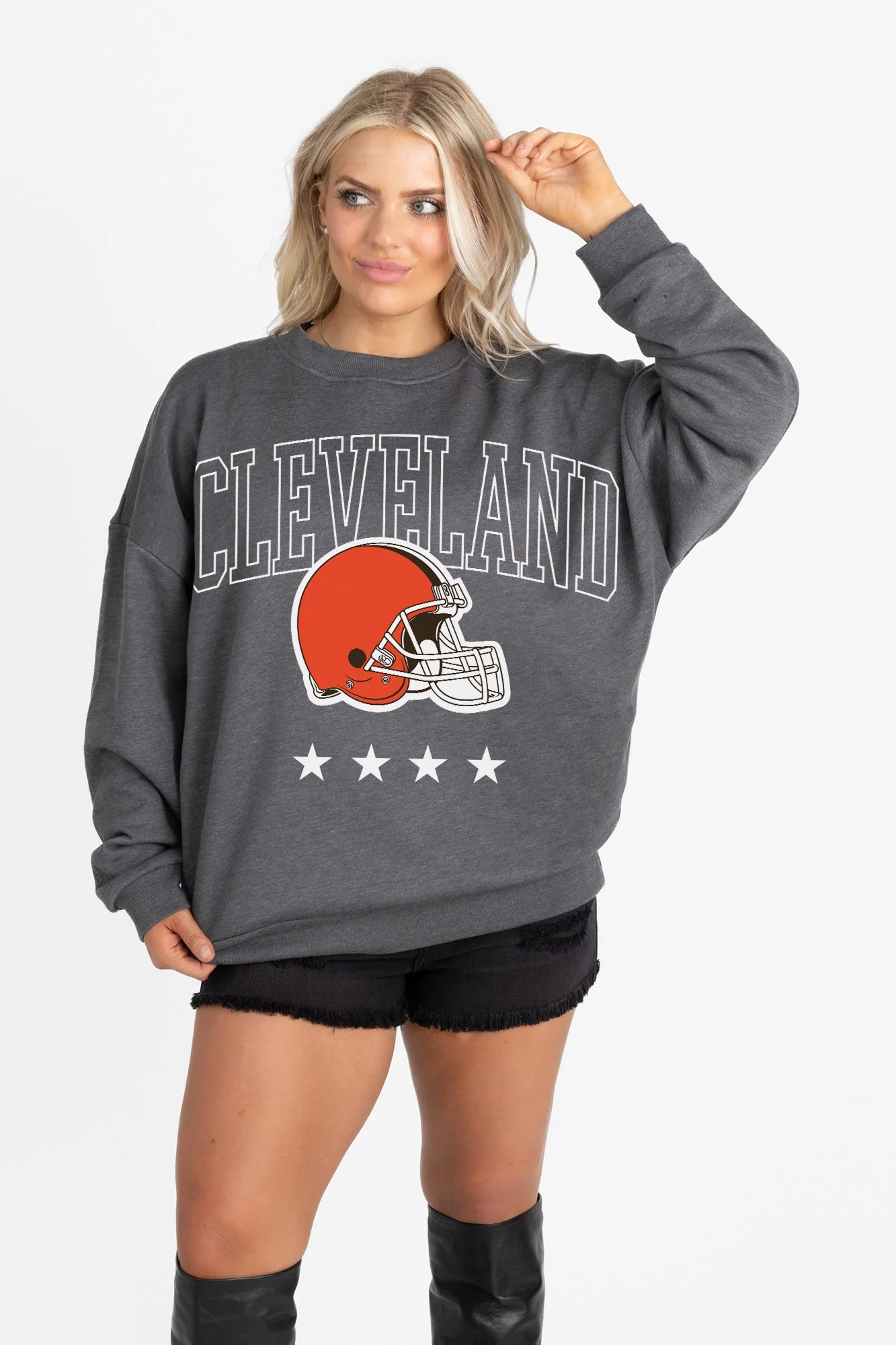 CLEVELAND BROWNS RISING STAR PREMIUM FLEECE CREWNECK PULLOVER - Image 6