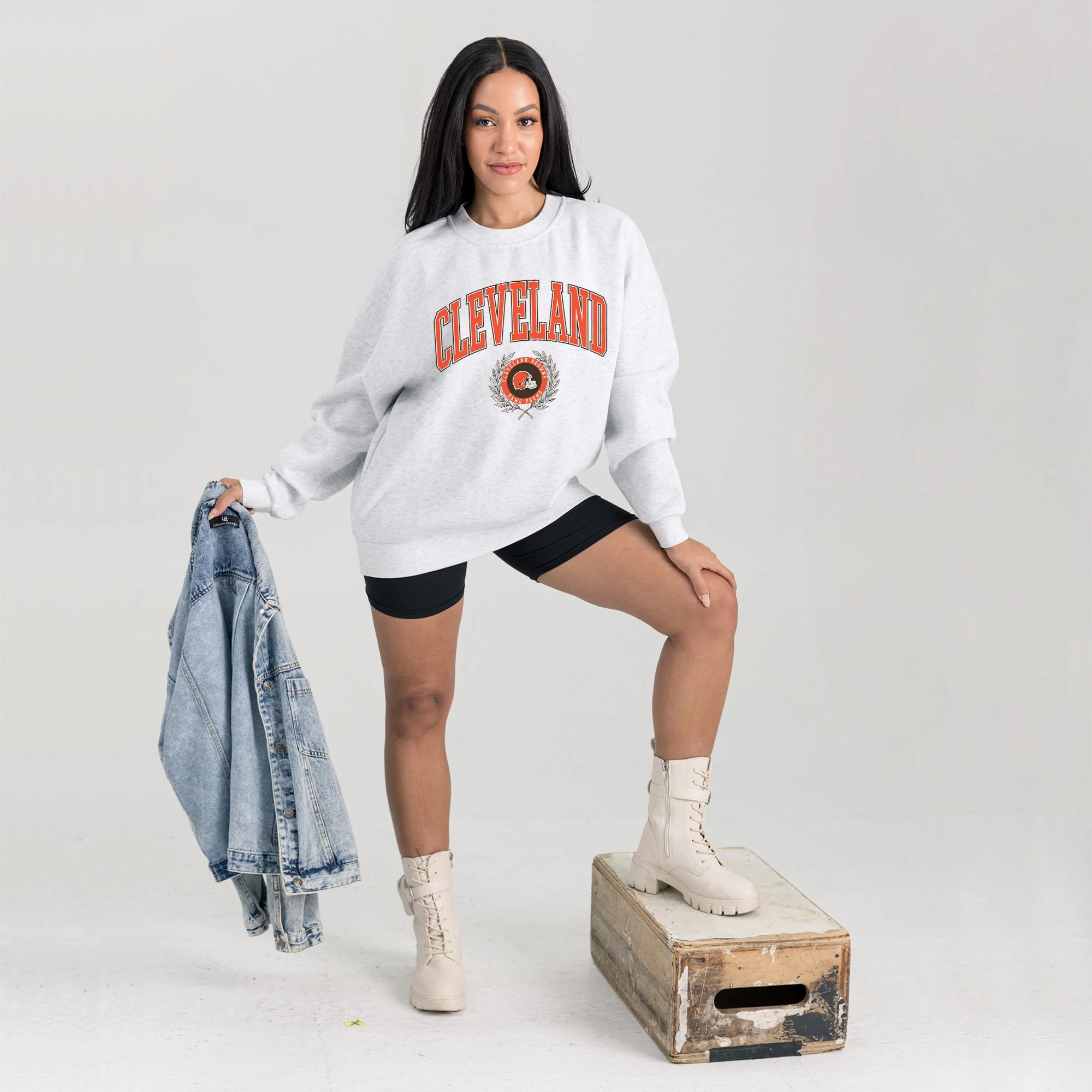CLEVELAND BROWNS TRADITION REFINED PREMIUM FLEECE CREWNECK PULLOVER - Image 6