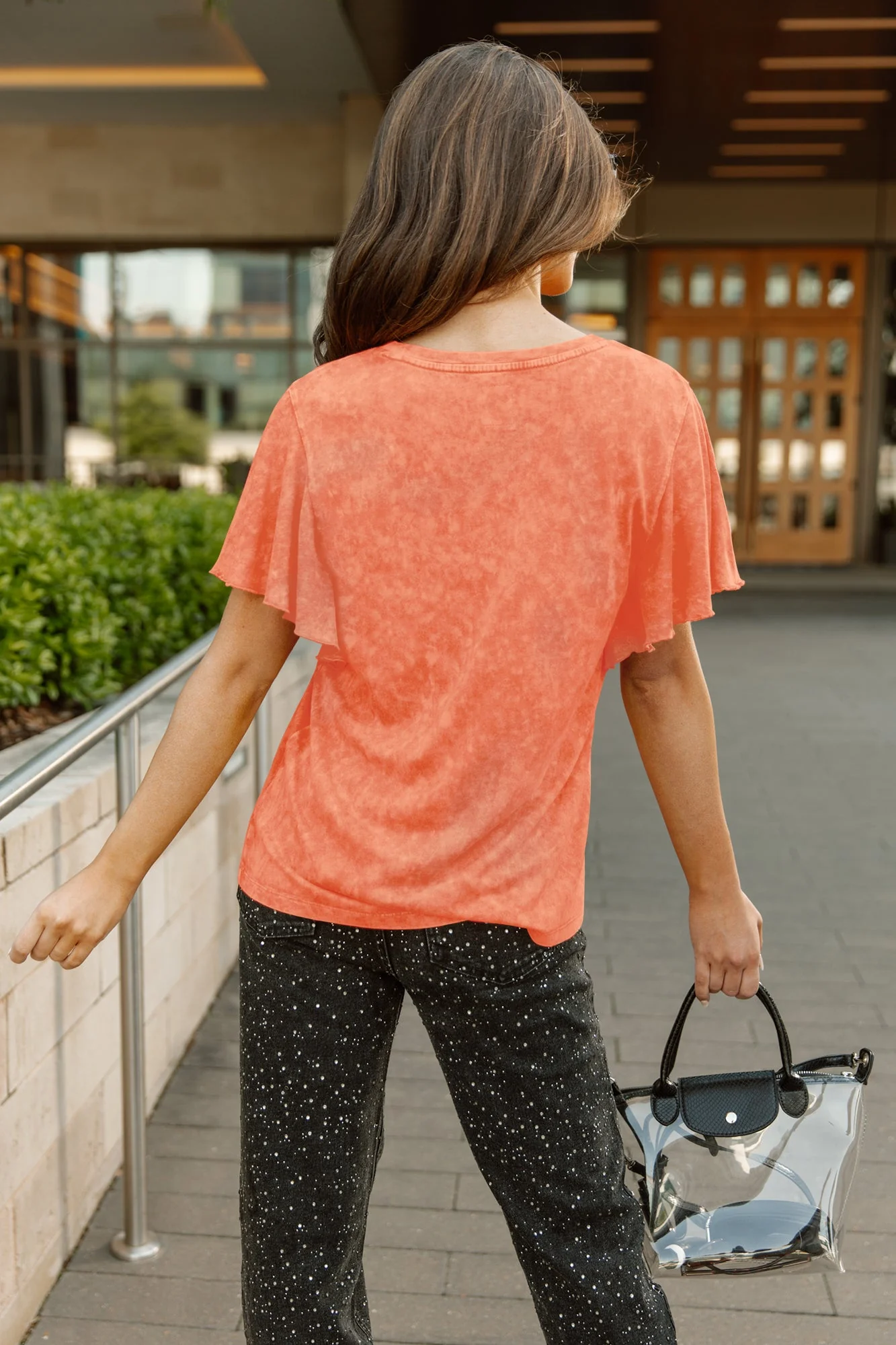 CLEVELAND BROWNS VICTORY MODE FLUTTER SLEEVE TEE IN ORANGE - Image 3
