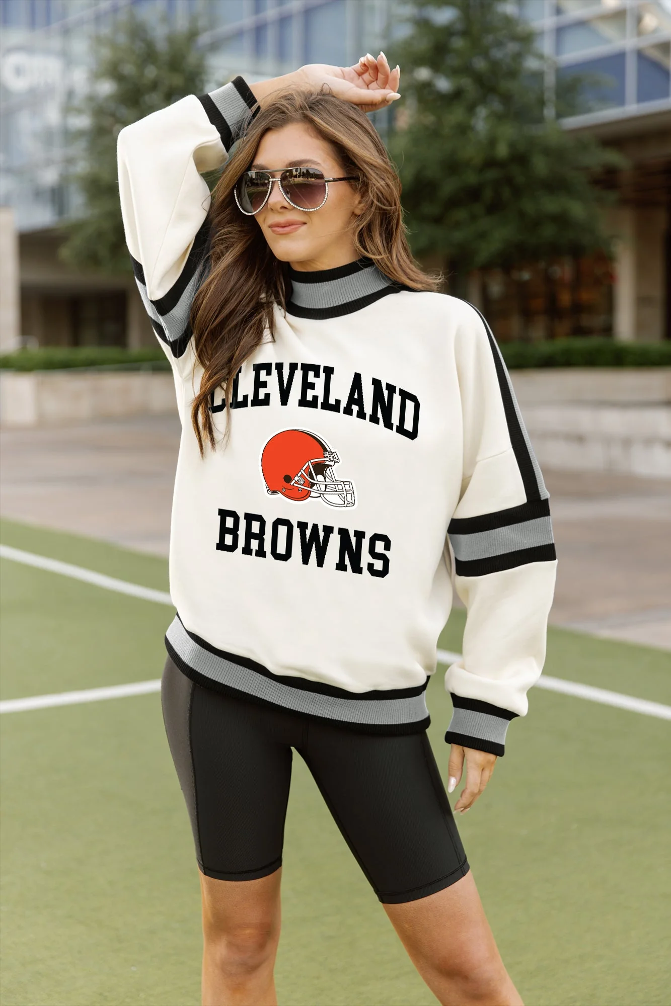 CLEVELAND BROWNS VIVID MOTION COLORBLOCK TURTLENECK PULLOVER