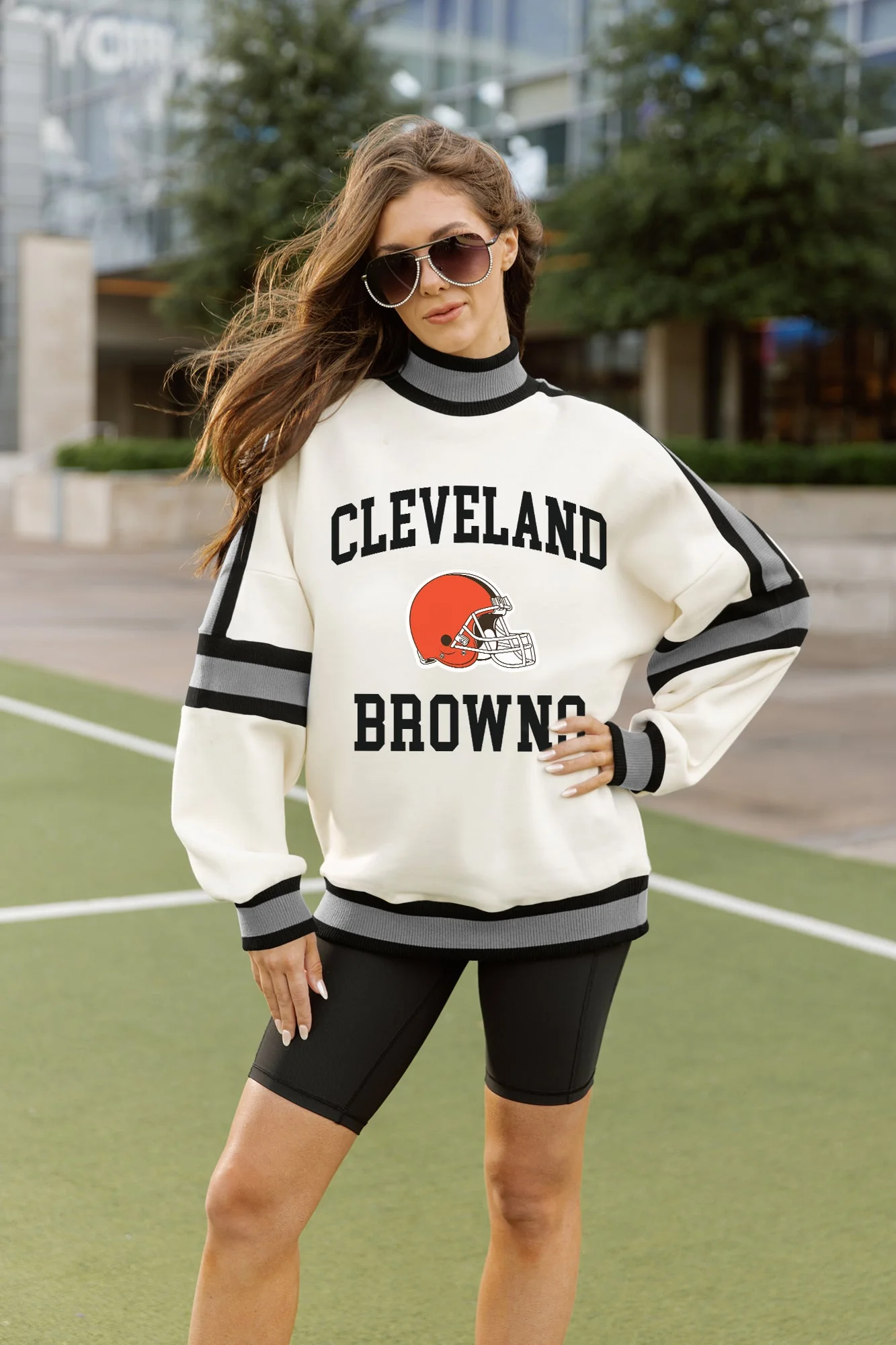 CLEVELAND BROWNS VIVID MOTION COLORBLOCK TURTLENECK PULLOVER - Image 2