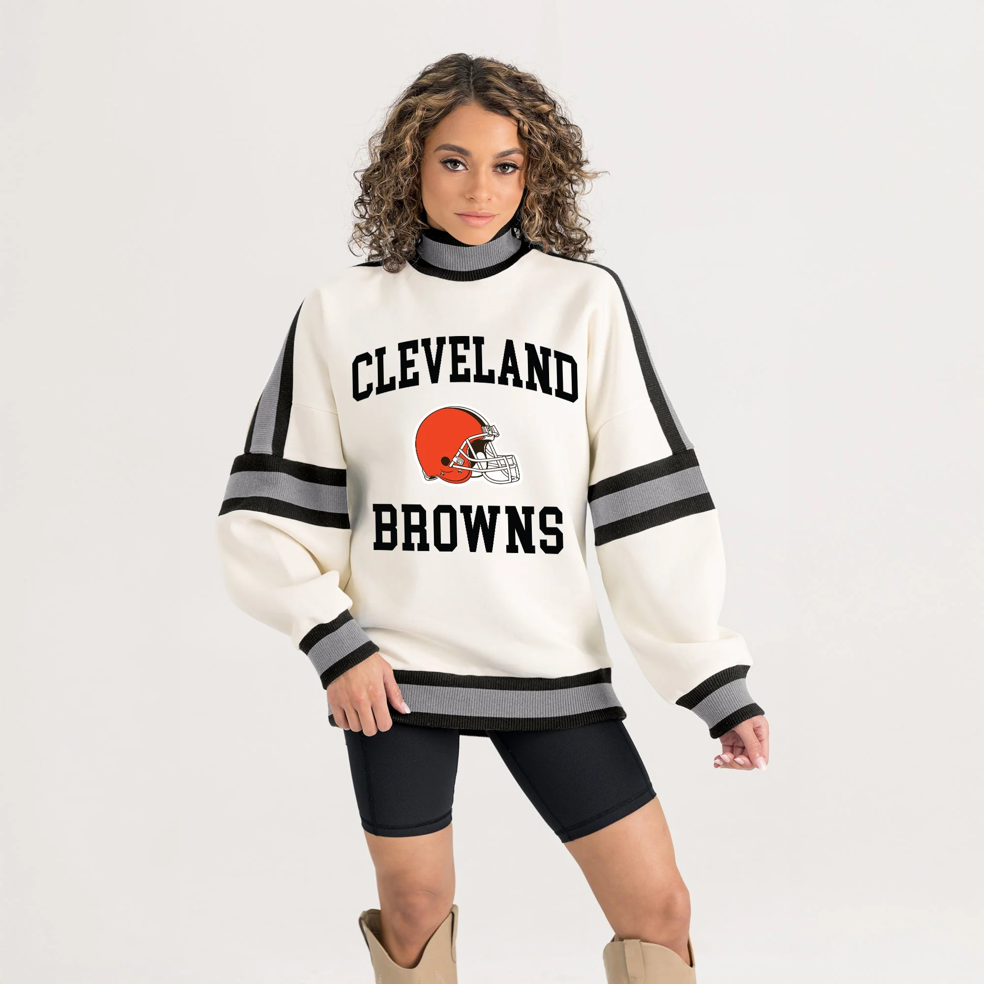 CLEVELAND BROWNS VIVID MOTION COLORBLOCK TURTLENECK PULLOVER - Image 5
