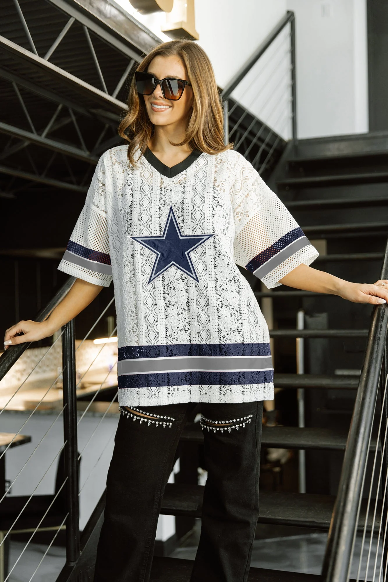 DALLAS COWBOYS HIGH NOTE LACE FASHION TOP - Image 2