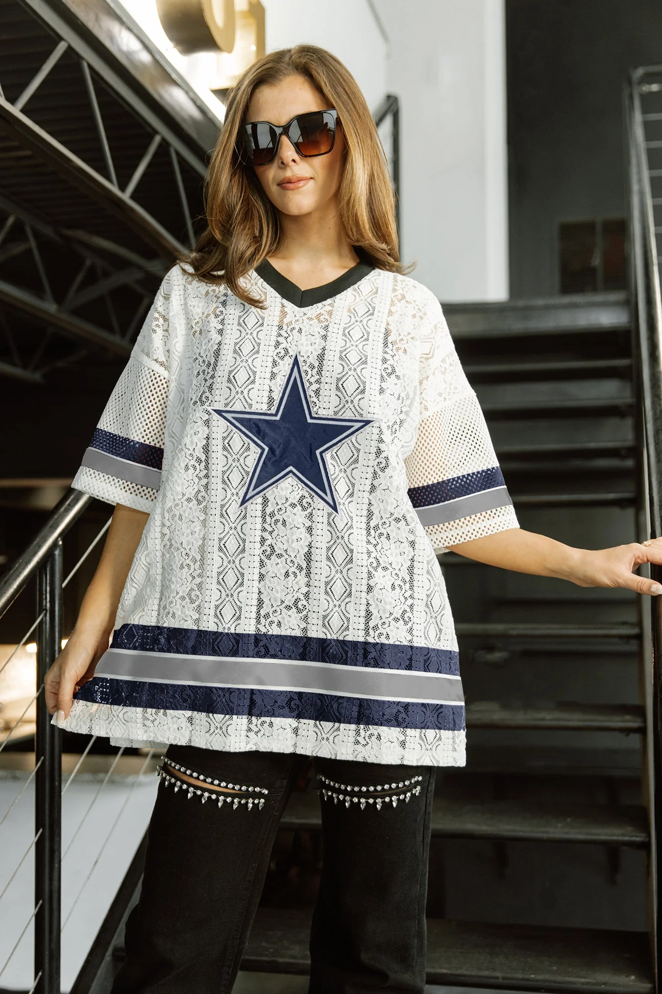 DALLAS COWBOYS HIGH NOTE LACE FASHION TOP - Image 3