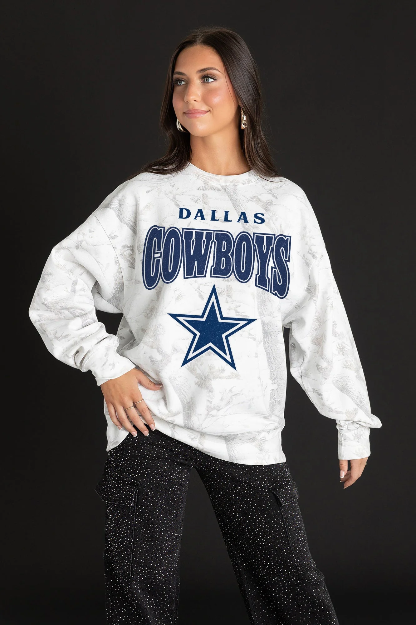 DALLAS COWBOYS RALLY READY PREMIUM DROP SHOULDER CAMO PULLOVER