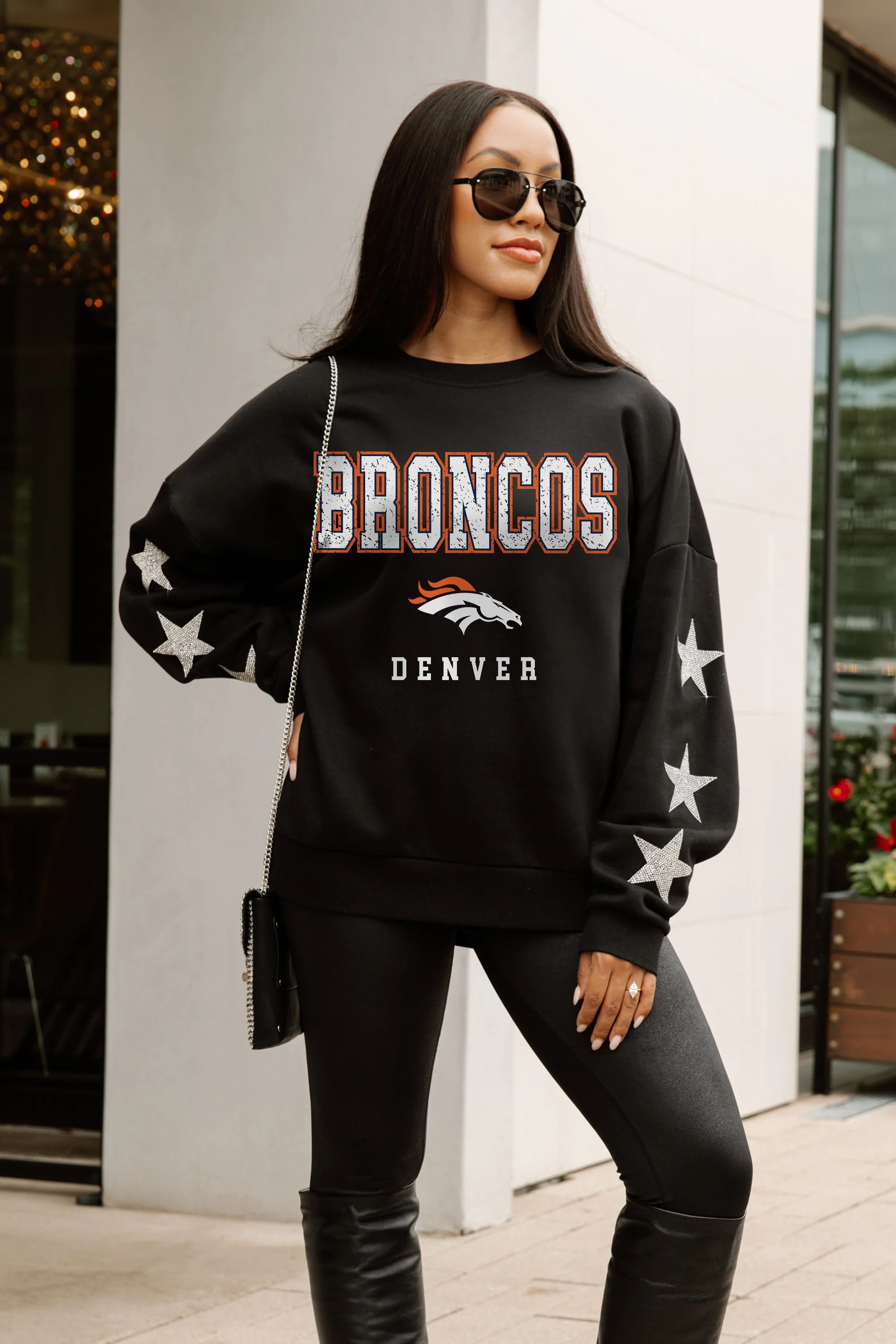DENVER BRONCOS VELOCITY STAR EMBELLISHED CREW SWEATSHIRT - Image 2