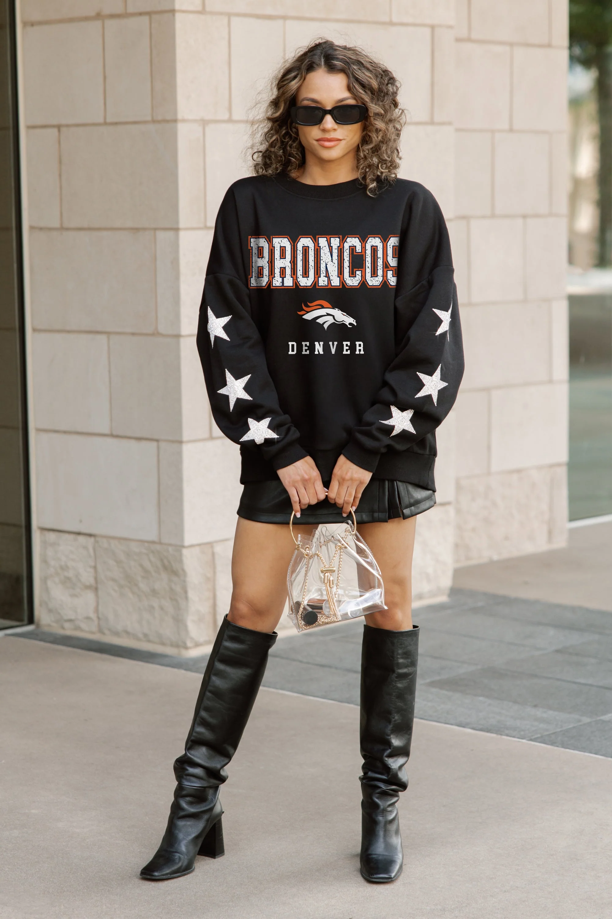 DENVER BRONCOS VELOCITY STAR EMBELLISHED CREW SWEATSHIRT - Image 3