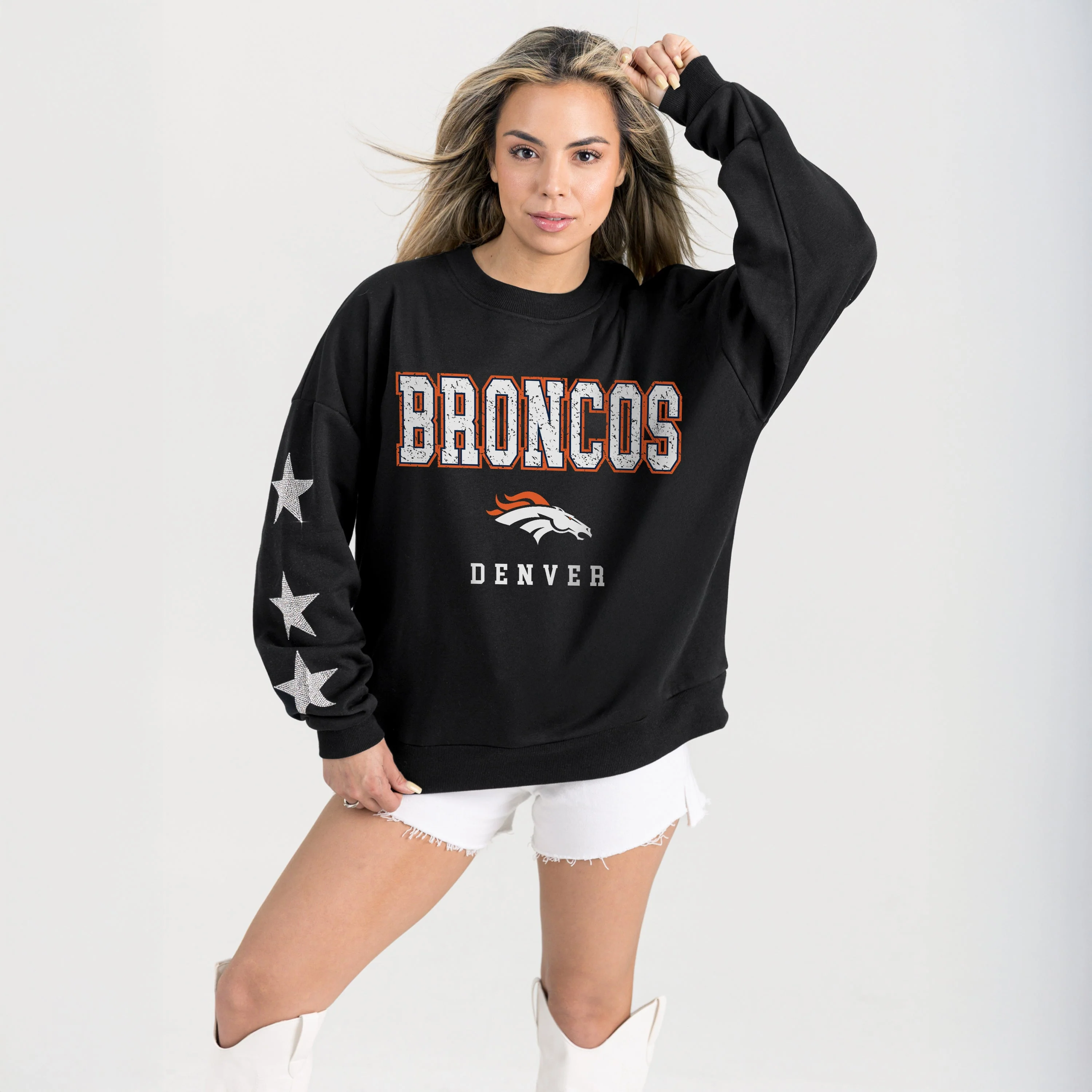 DENVER BRONCOS VELOCITY STAR EMBELLISHED CREW SWEATSHIRT - Image 5