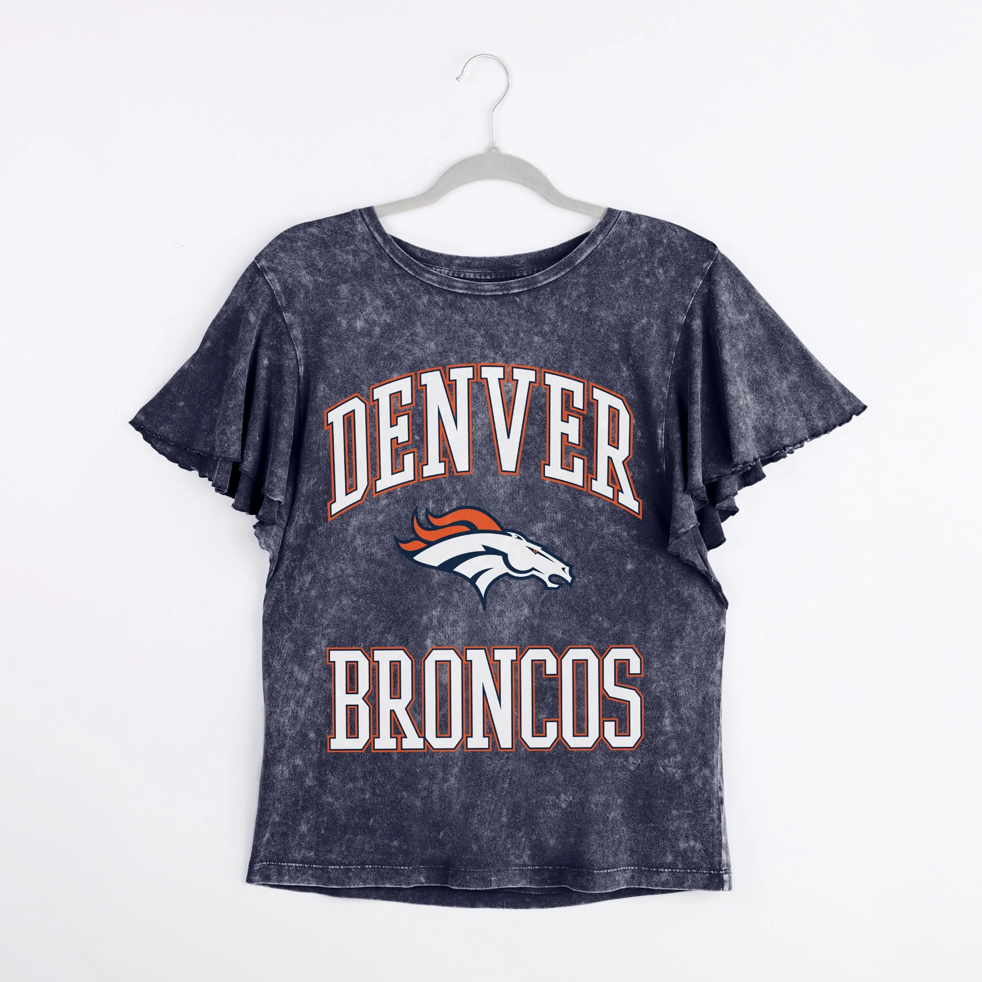 DENVER BRONCOS VICTORY MODE FLUTTER SLEEVE TEE IN NAVY - Image 6