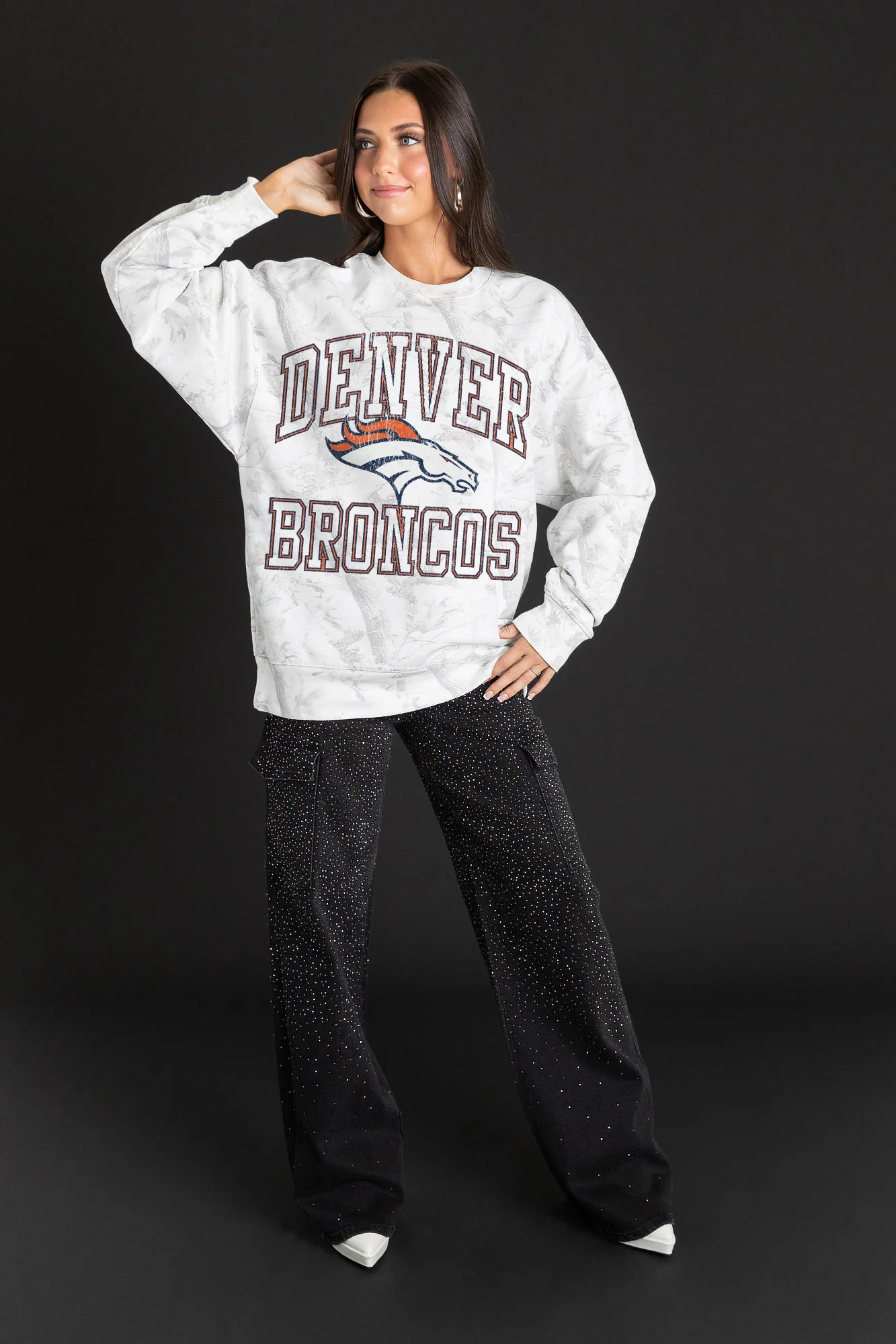 DENVER BRONCOS WHITEOUT PREMIUM DROP SHOULDER CAMO PULLOVER - Image 3