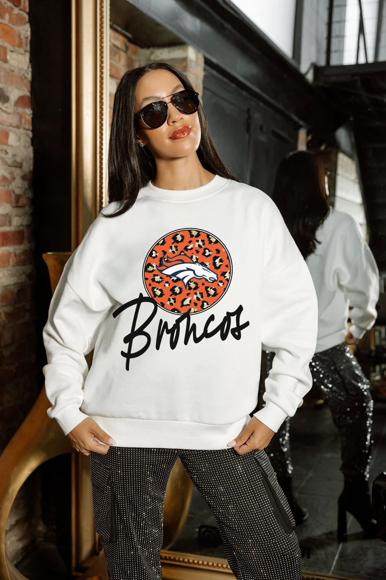 DENVER BRONCOS WILD BREAKTHROUGH PREMIUM FLEECE CREWNECK PULLOVER - Image 2
