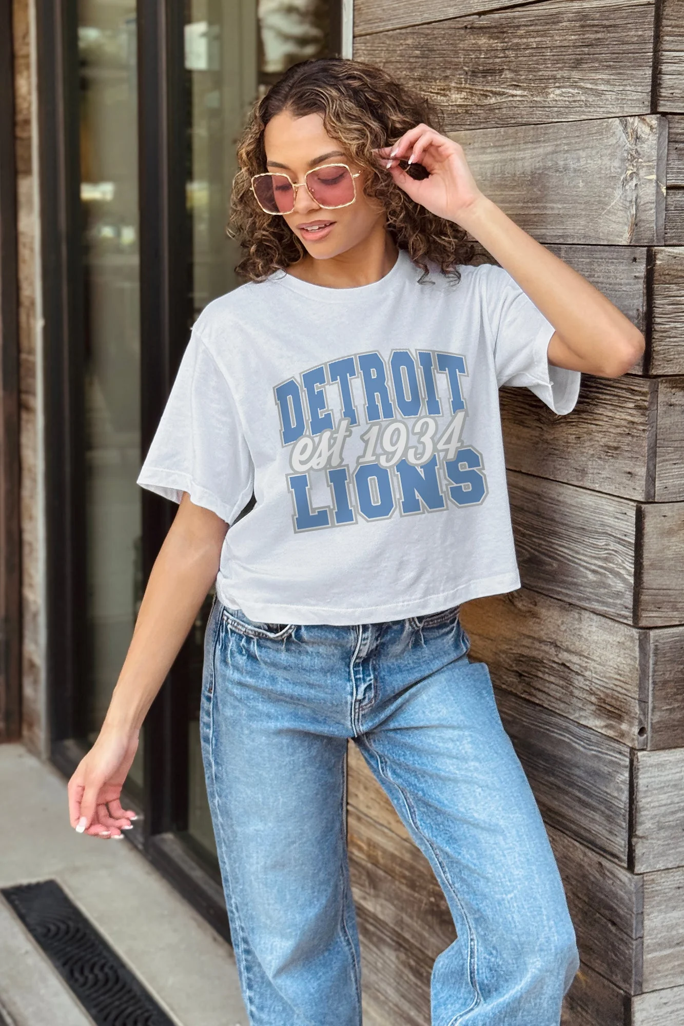 DETROIT LIONS DEEP ROOTS BOXY FIT CROPPED TEE - Image 2