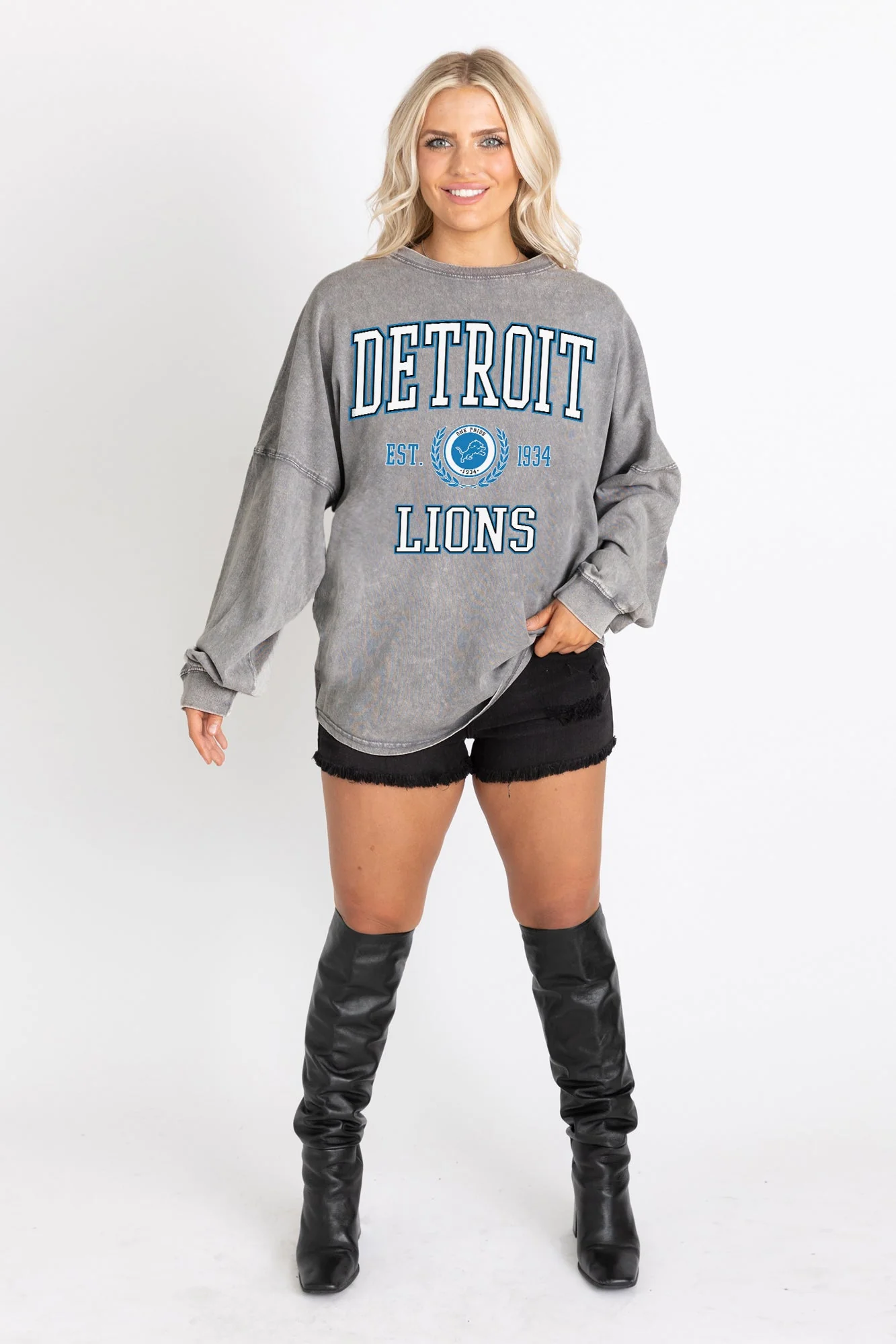 DETROIT LIONS FINAL SCORE FADED WASH PULLOVER - Image 5