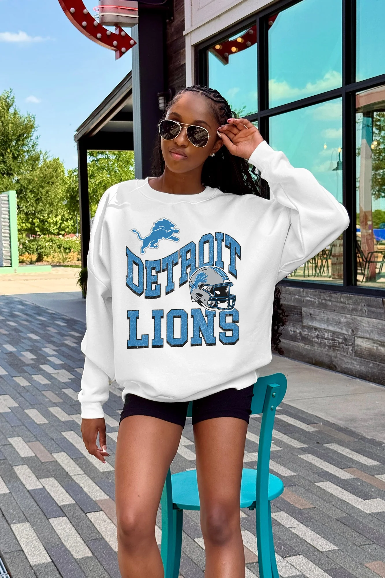 DETROIT LIONS HARD EARNED PREMIUM FLEECE CREWNECK PULLOVER - Image 4