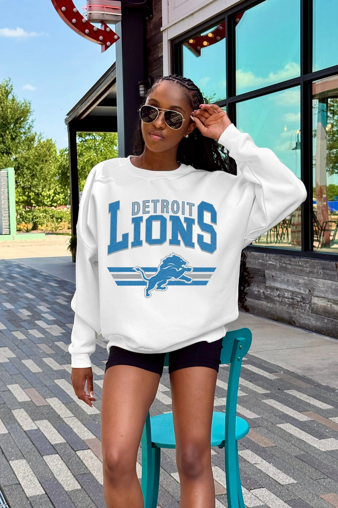 DETROIT LIONS SWIFT STRIKE PREMIUM FLEECE CREWNECK PULLOVER - Image 4