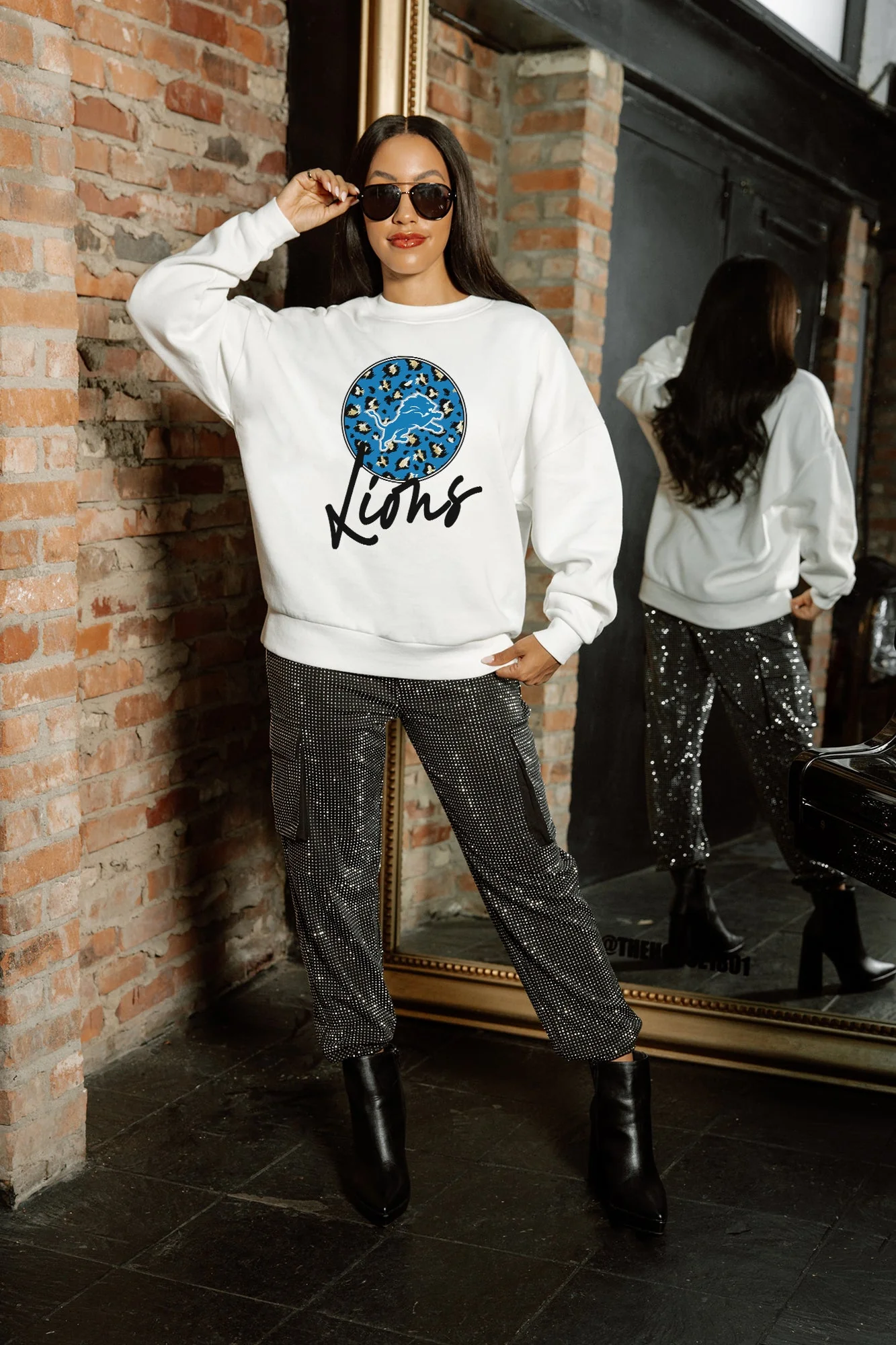 DETROIT LIONS WILD BREAKTHROUGH PREMIUM FLEECE CREWNECK PULLOVER