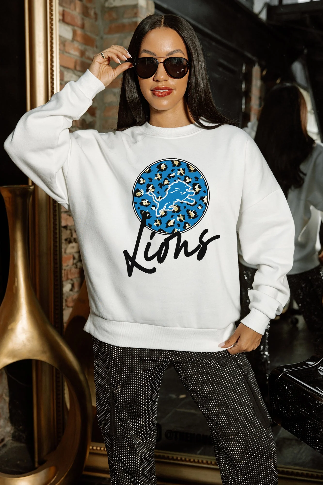 DETROIT LIONS WILD BREAKTHROUGH PREMIUM FLEECE CREWNECK PULLOVER - Image 3