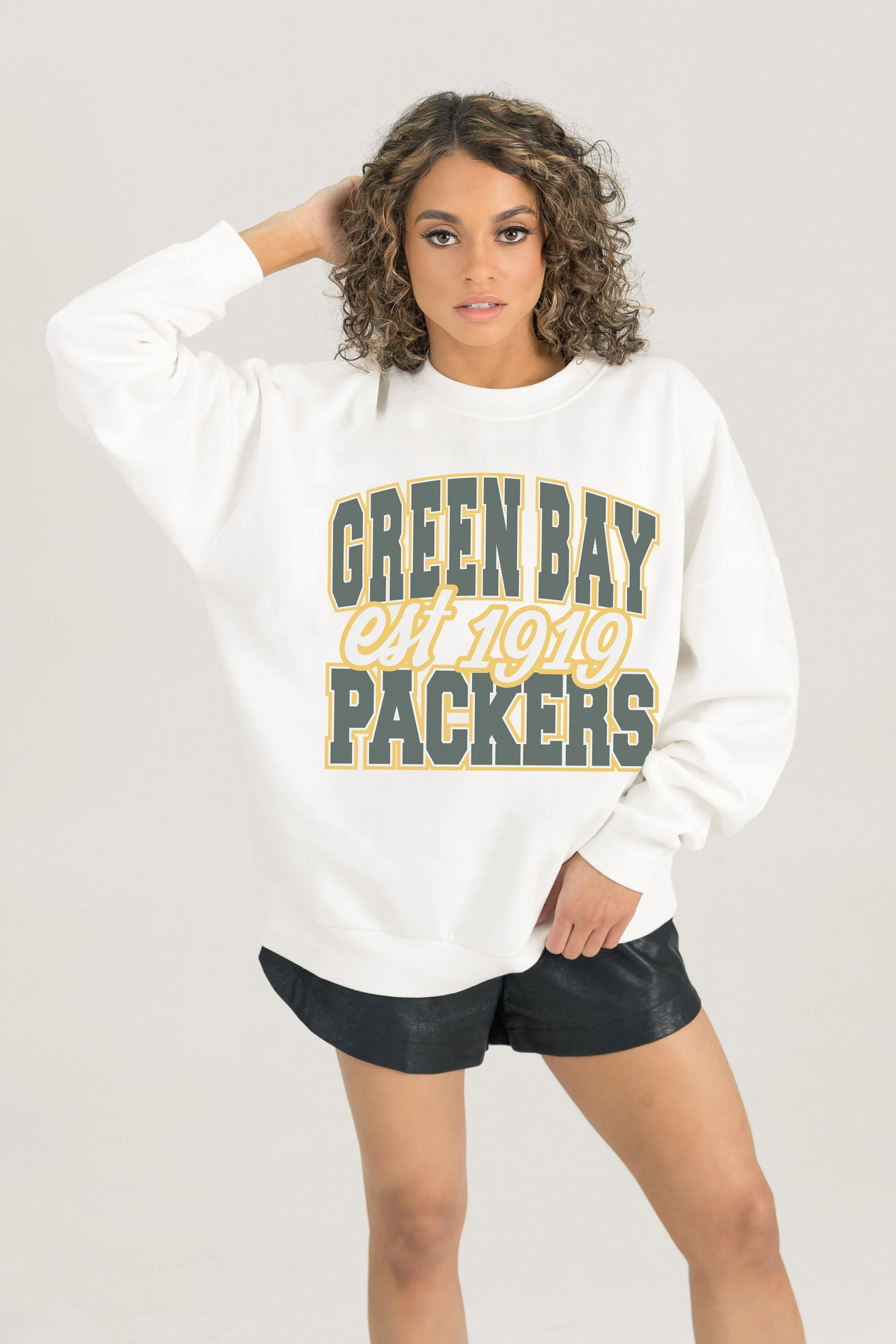 GREEN BAY PACKERS FADED FORMATION PREMIUM FLEECE CREWNECK PULLOVER - Image 2