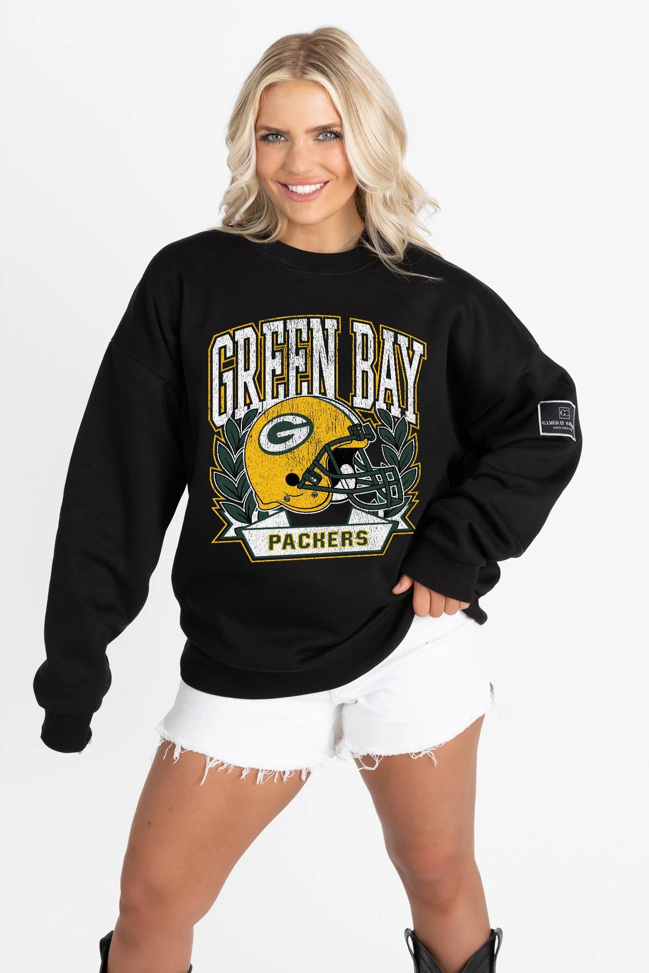GREEN BAY PACKERS VICTORY LANE BLACK LABEL PREMIUM FLEECE CREW SWEATSHIRT - Image 6