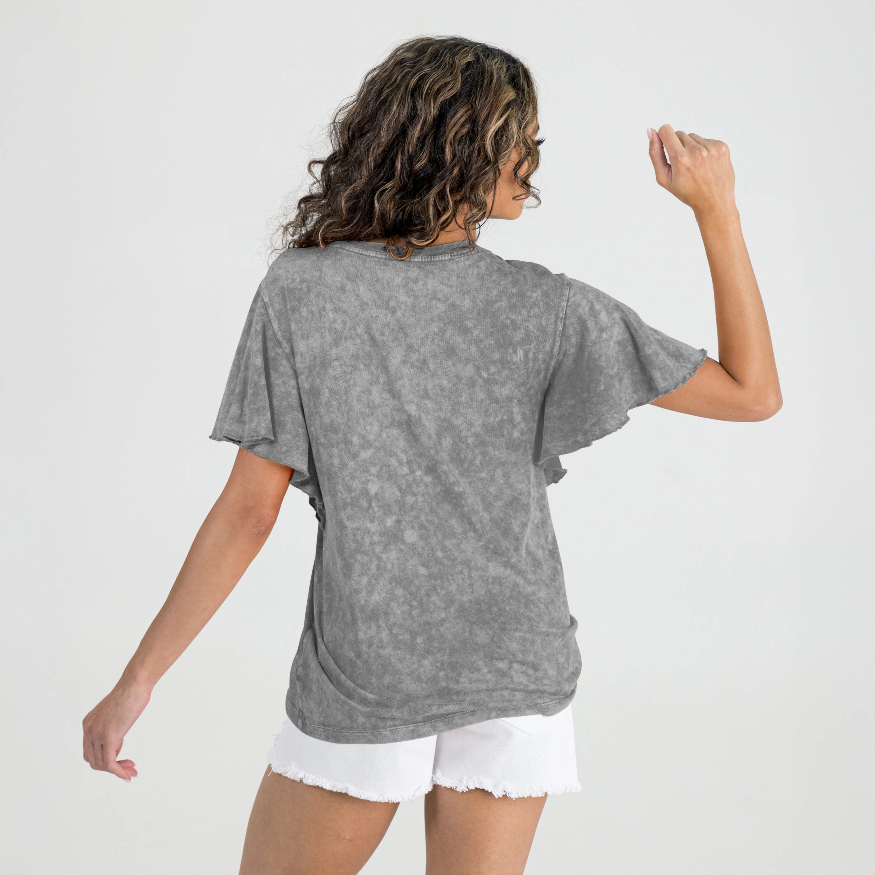 GREEN BAY PACKERS VICTORY MODE FLUTTER SLEEVE TEE IN GREY - Image 5