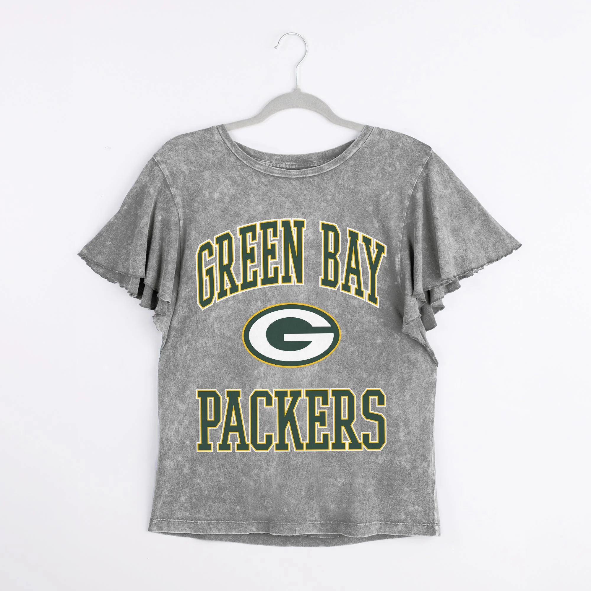GREEN BAY PACKERS VICTORY MODE FLUTTER SLEEVE TEE IN GREY - Image 6