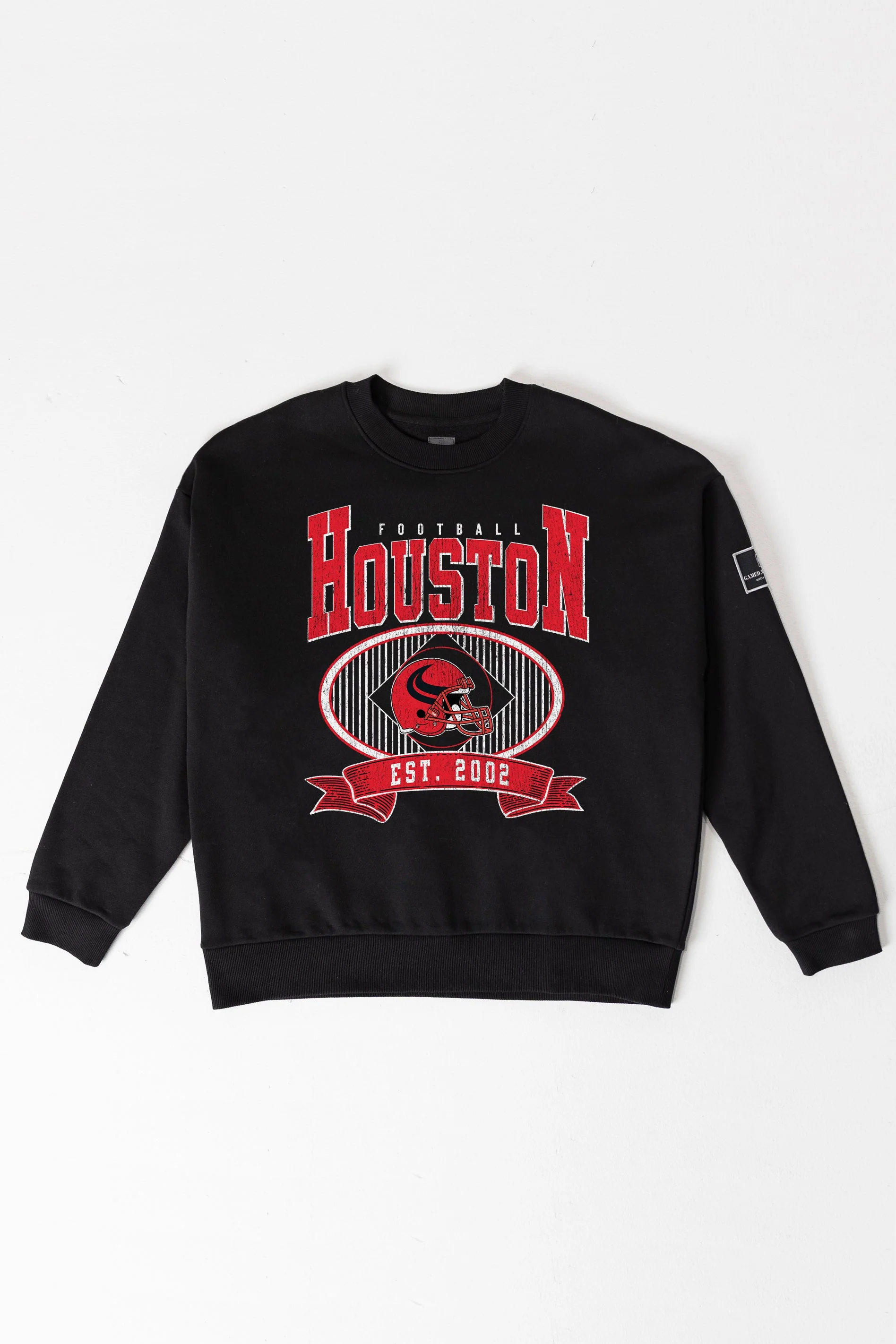 HOUSTON TEXANS BOLD CHEERS BLACK LABEL PREMIUM FLEECE CREW SWEATSHIRT - Image 8