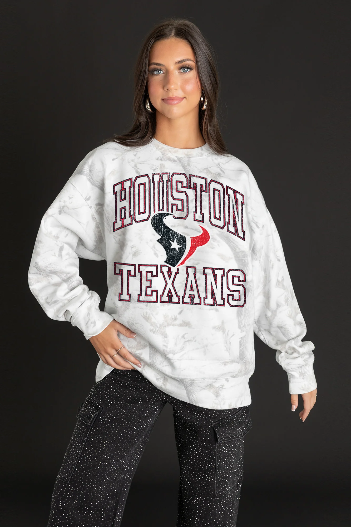 HOUSTON TEXANS WHITEOUT PREMIUM DROP SHOULDER CAMO PULLOVER