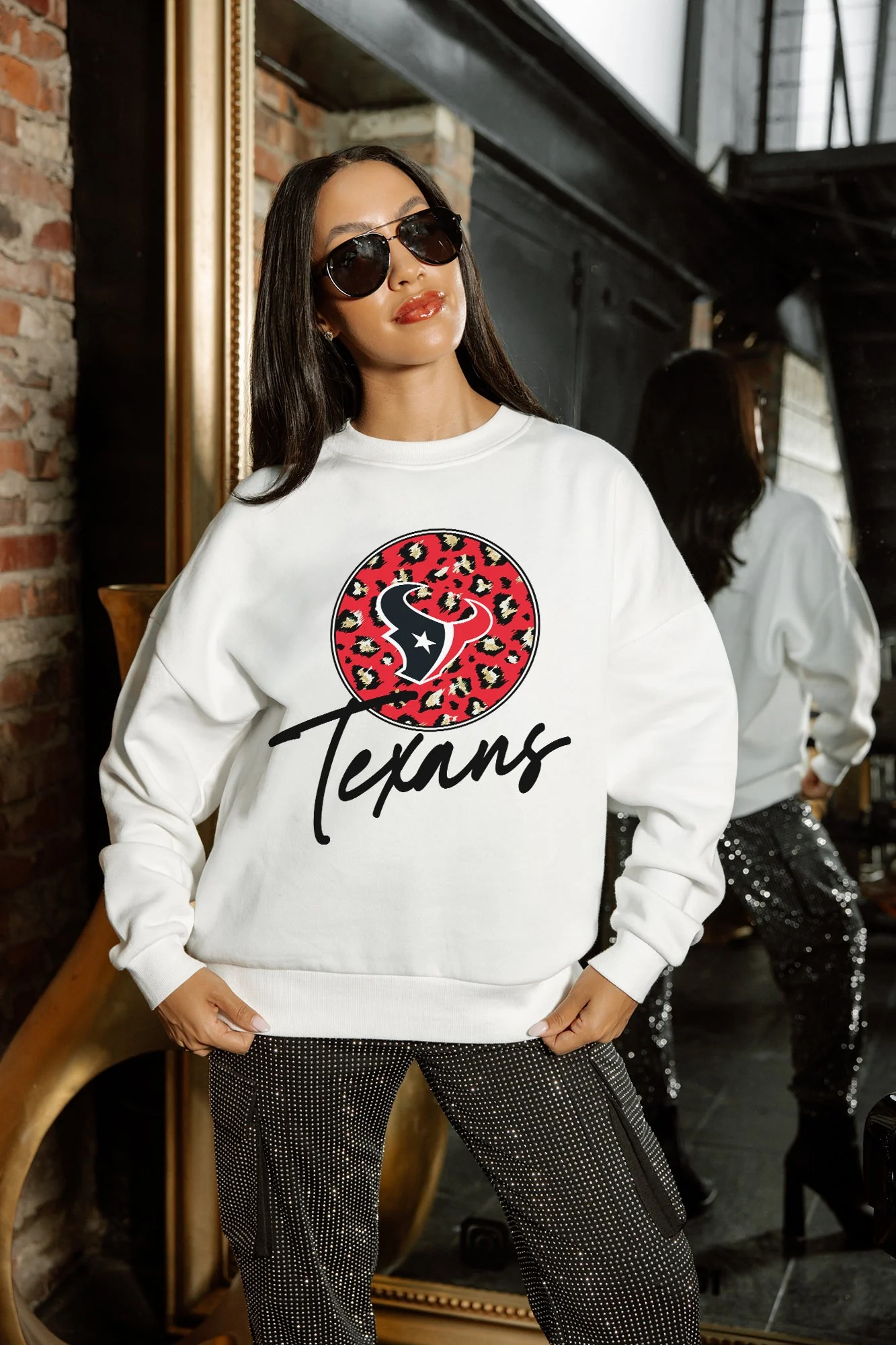 HOUSTON TEXANS WILD BREAKTHROUGH PREMIUM FLEECE CREWNECK PULLOVER - Image 2