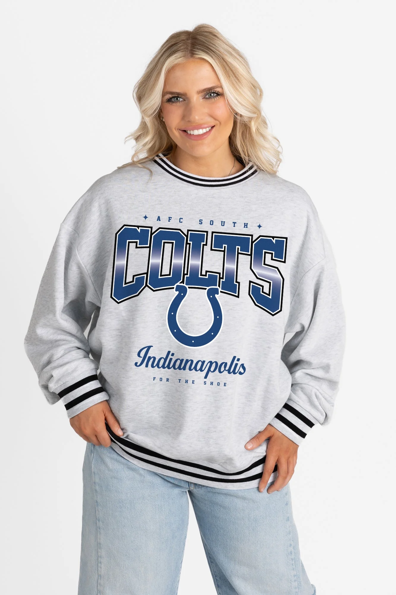 INDIANAPOLIS COLTS GRIDIRON DRIVE CREW FLEECE RINGER SWEATSHIRT - Image 5