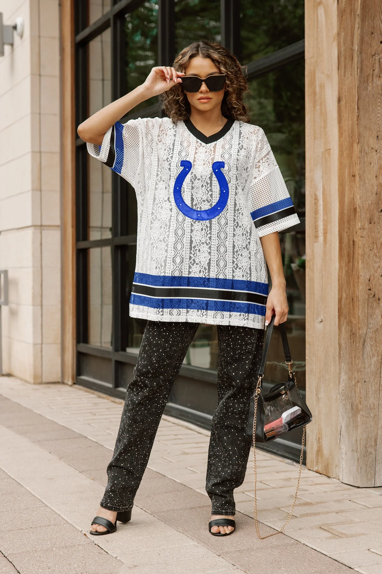 INDIANAPOLIS COLTS HIGH NOTE LACE FASHION TOP - Image 3
