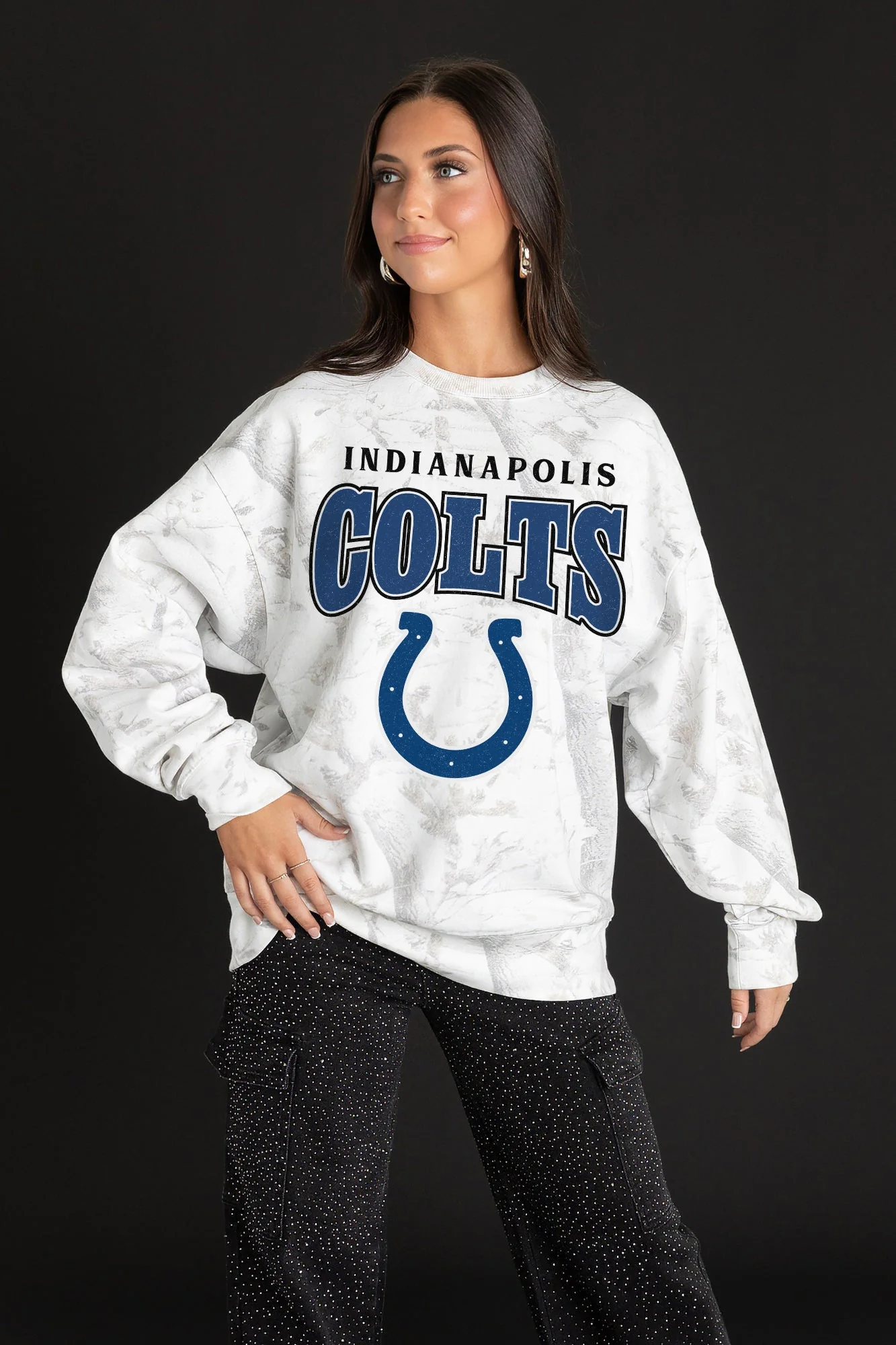 INDIANAPOLIS COLTS RALLY READY PREMIUM DROP SHOULDER CAMO PULLOVER