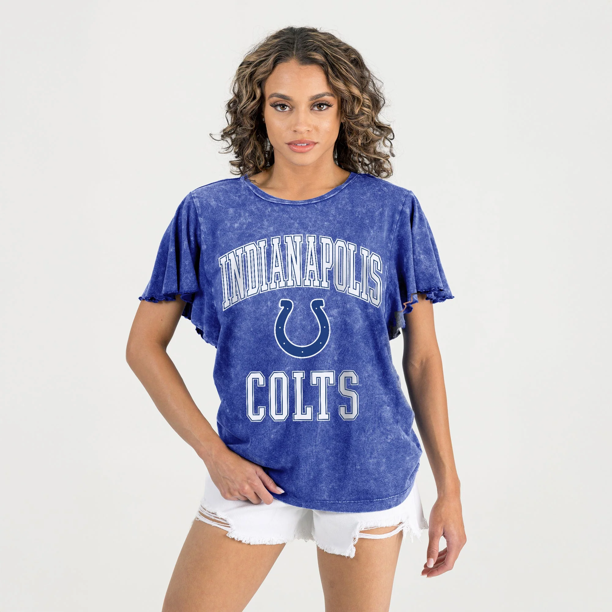 INDIANAPOLIS COLTS VICTORY MODE FLUTTER SLEEVE TEE IN ROYAL - Image 4