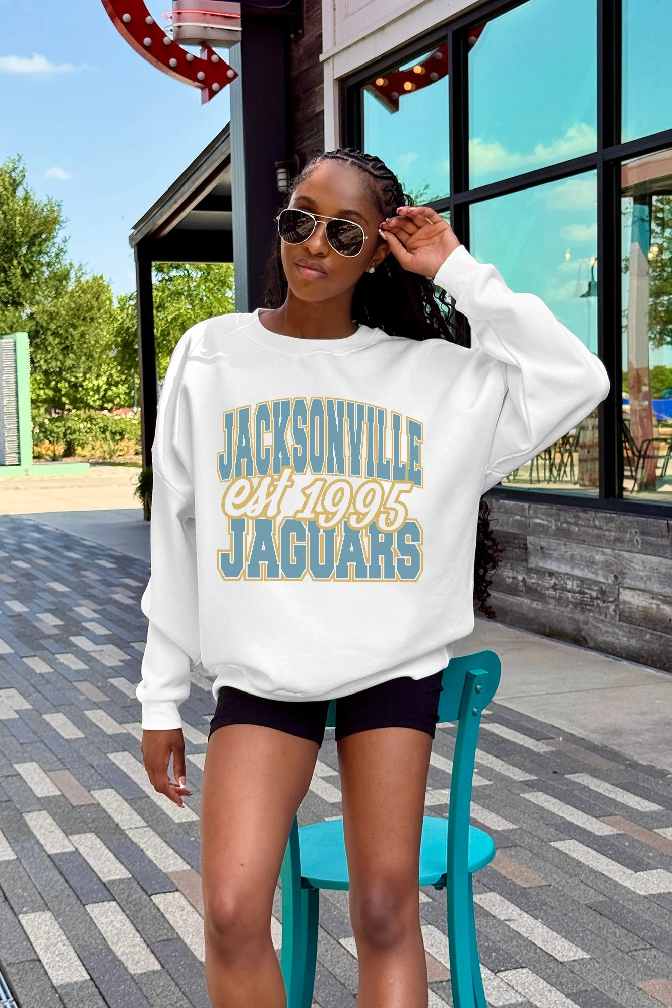 JACKSONVILLE JAGUARS FADED FORMATION PREMIUM FLEECE CREWNECK PULLOVER - Image 4