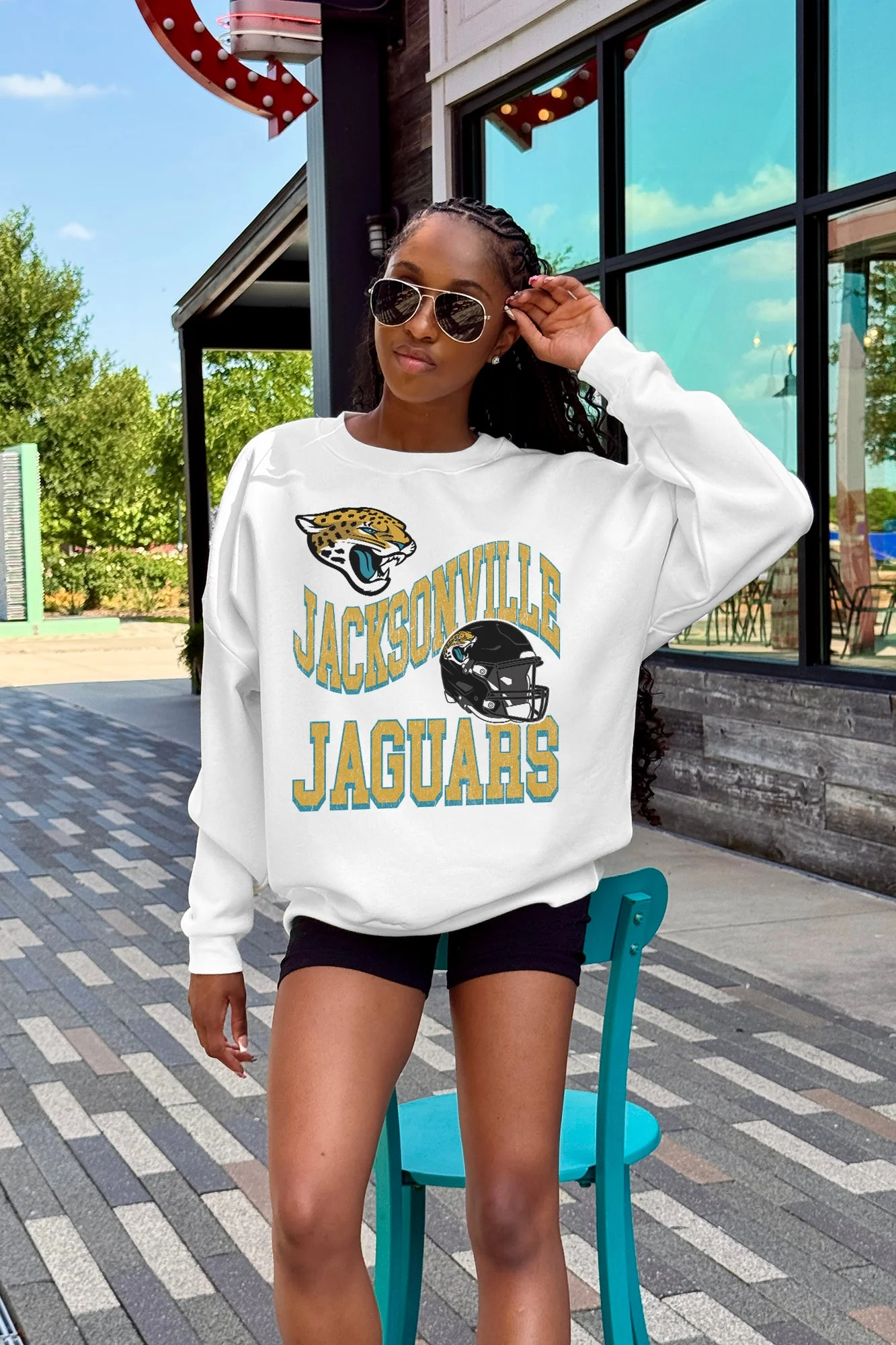 JACKSONVILLE JAGUARS HARD EARNED PREMIUM FLEECE CREWNECK PULLOVER - Image 4