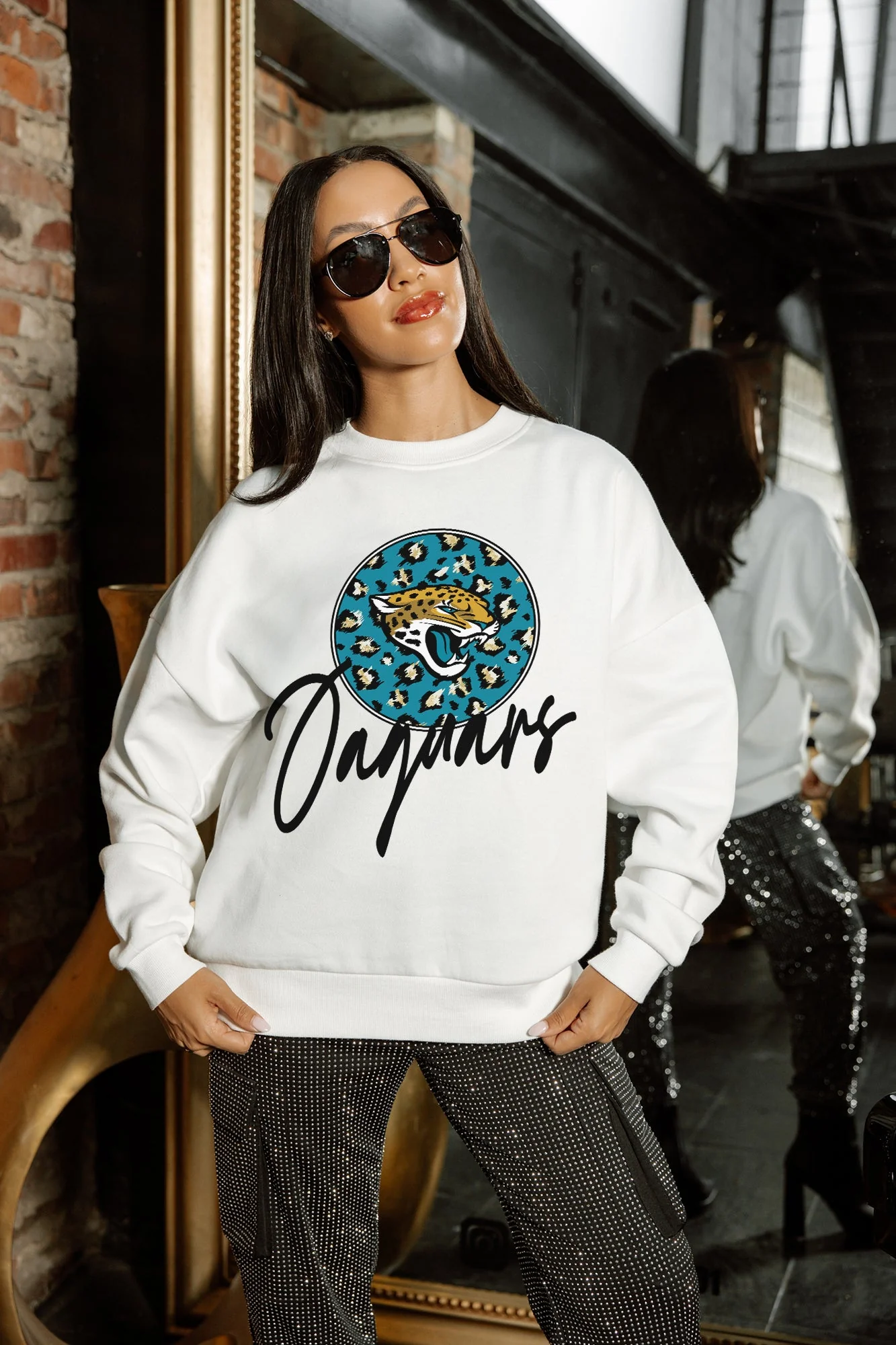 JACKSONVILLE JAGUARS WILD BREAKTHROUGH PREMIUM FLEECE CREWNECK PULLOVER - Image 2