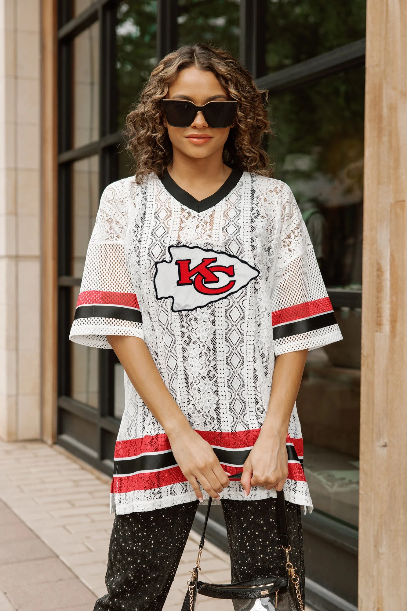 KANSAS CITY CHIEFS HIGH NOTE LACE FASHION TOP - Image 2