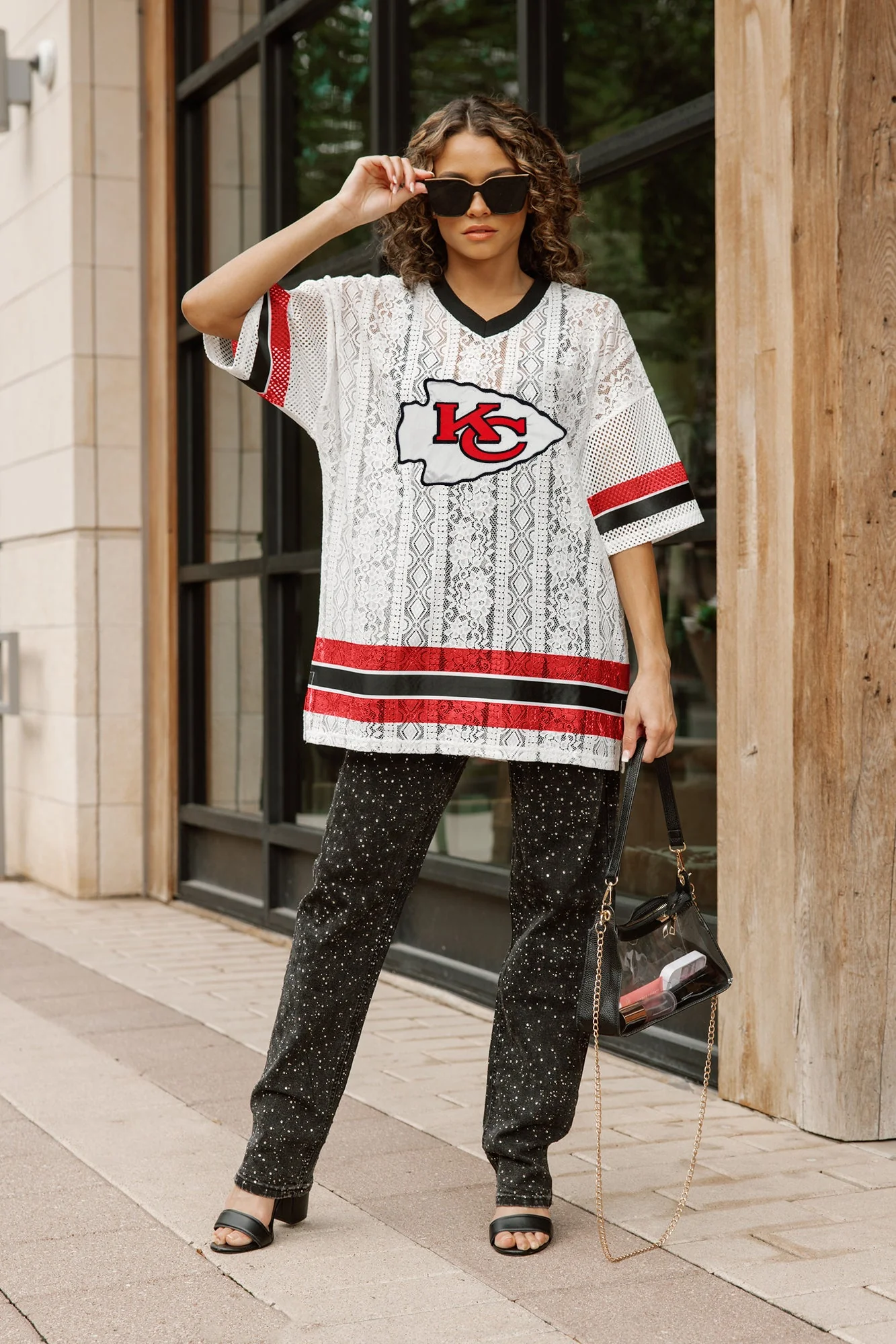KANSAS CITY CHIEFS HIGH NOTE LACE FASHION TOP - Image 3