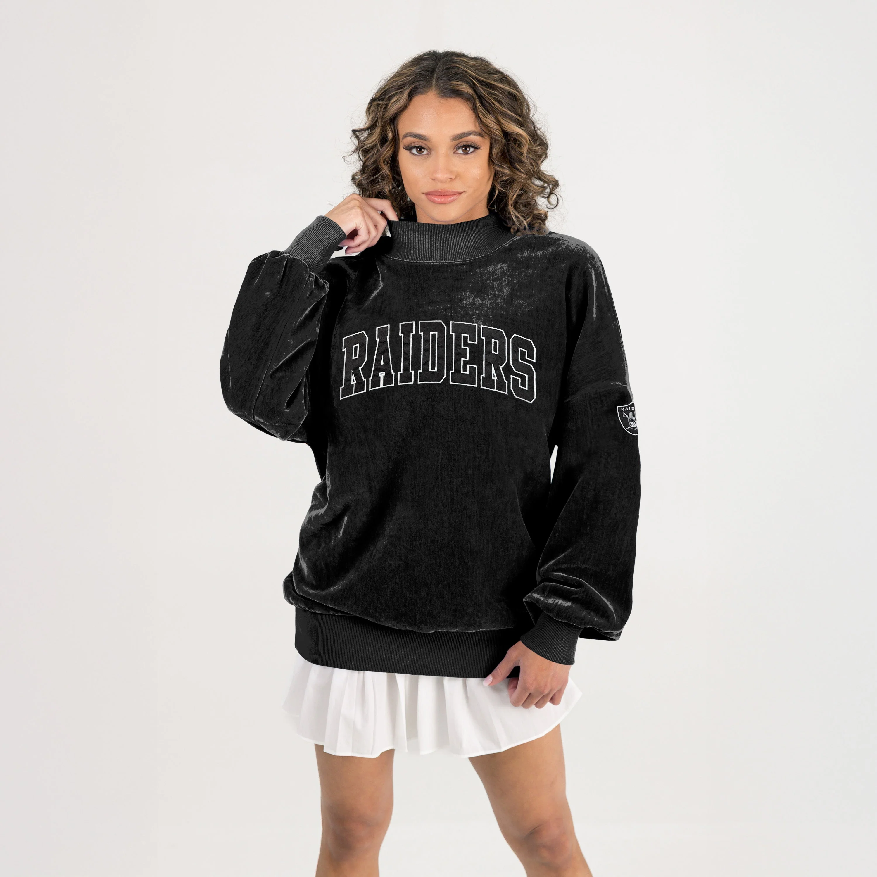 LAS VEGAS RAIDERS MAKE A MOVE MOCK NECK CHENILLE PULLOVER - Image 4
