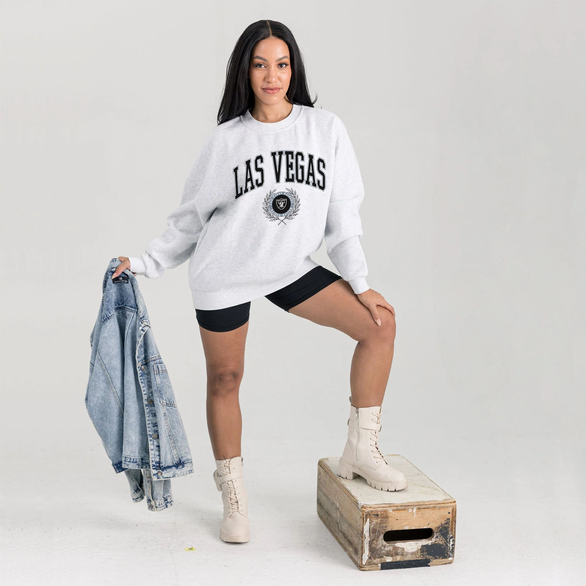 LAS VEGAS RAIDERS TRADITION REFINED PREMIUM FLEECE CREWNECK PULLOVER - Image 6