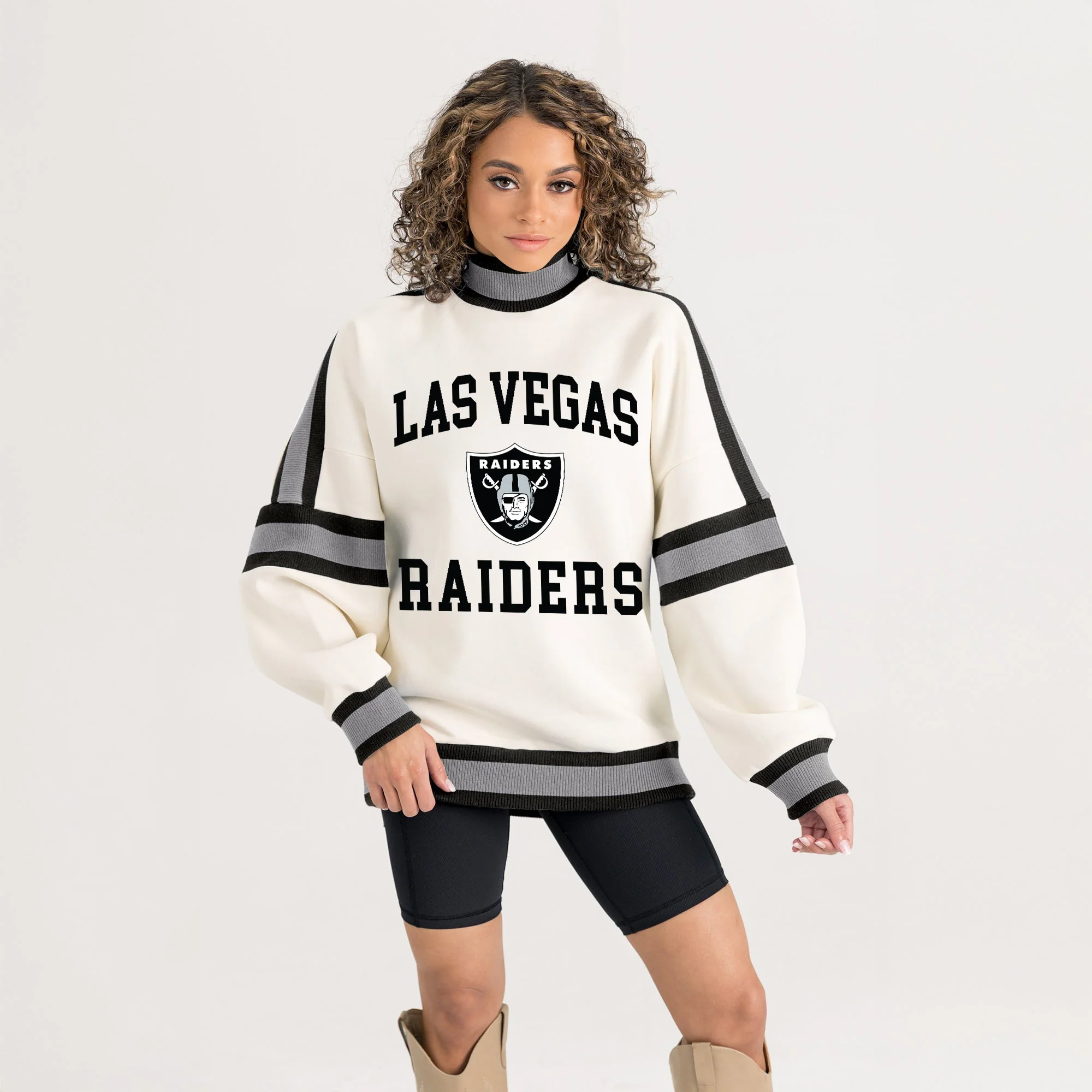 LAS VEGAS RAIDERS VIVID MOTION COLORBLOCK TURTLENECK PULLOVER - Image 5